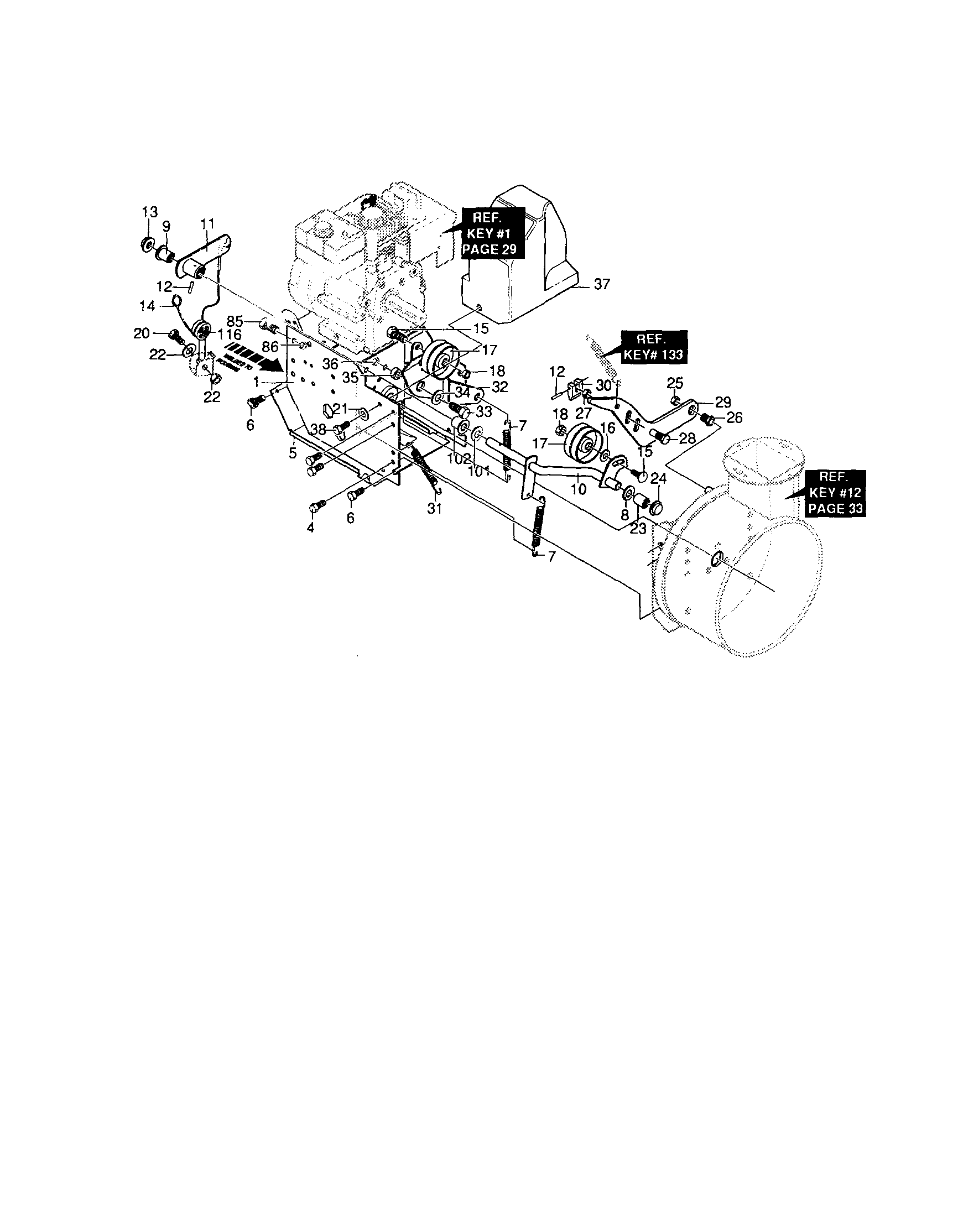 Craftsman Snow thrower Frame components Parts