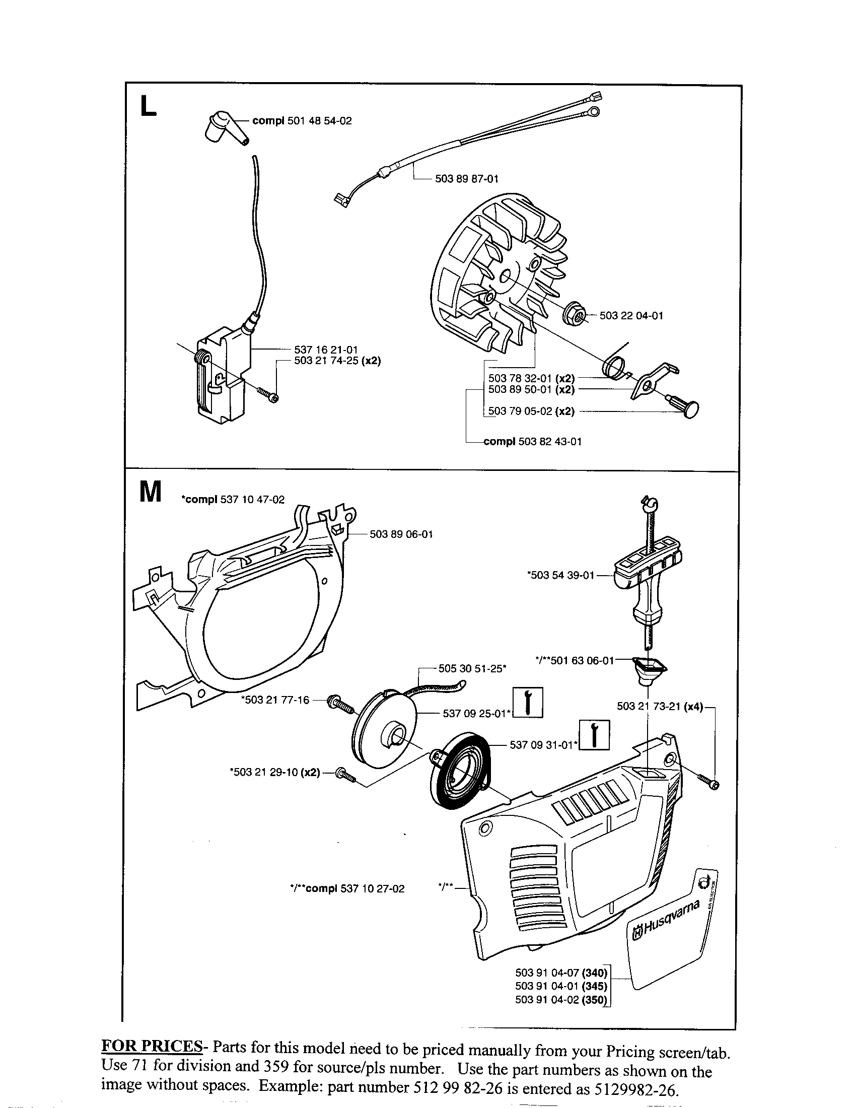 PAGE 6 Diagram & Parts List for Model 345 Husqvarna-Parts Chainsaw