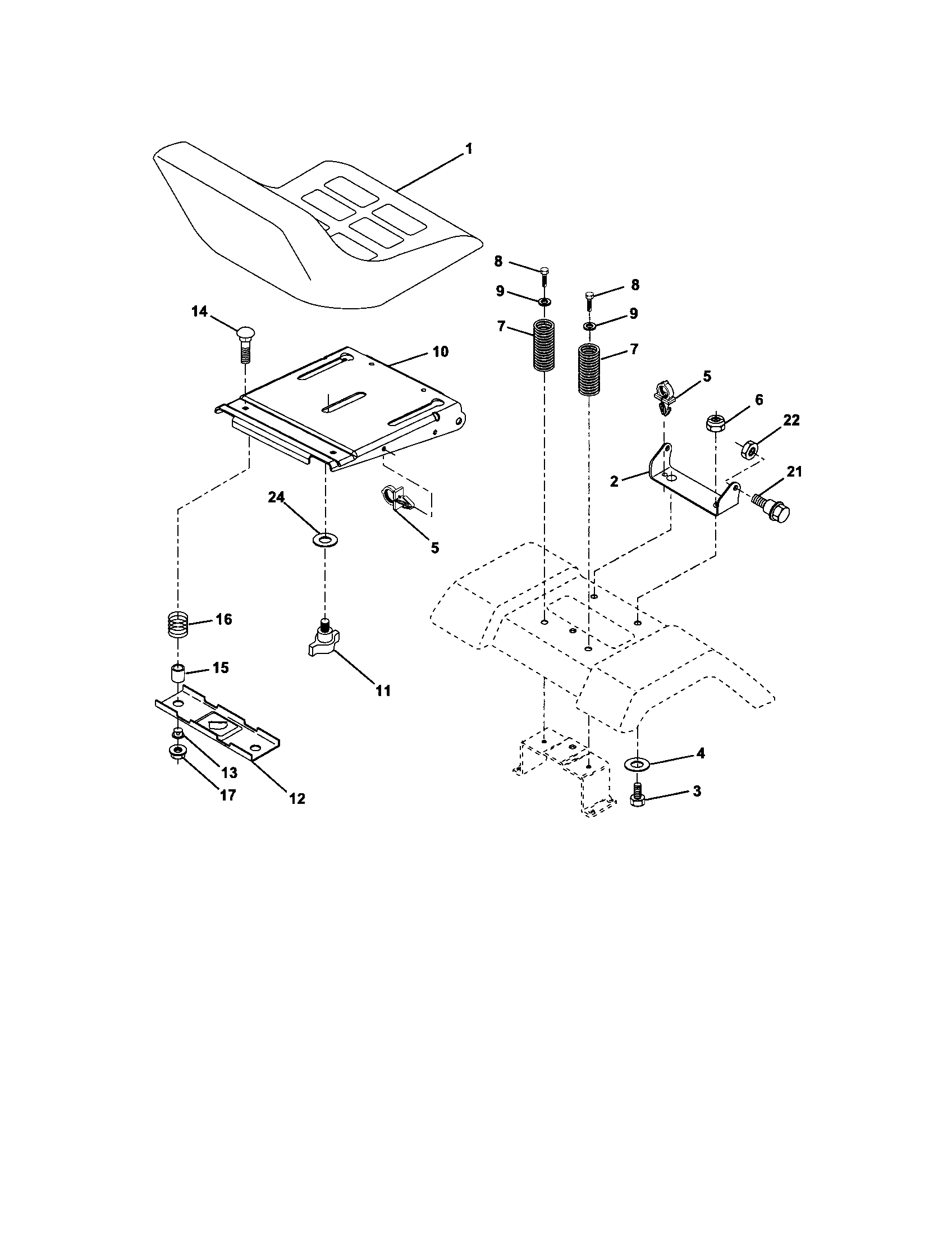 Craftsman Tractor Seat assembly Parts