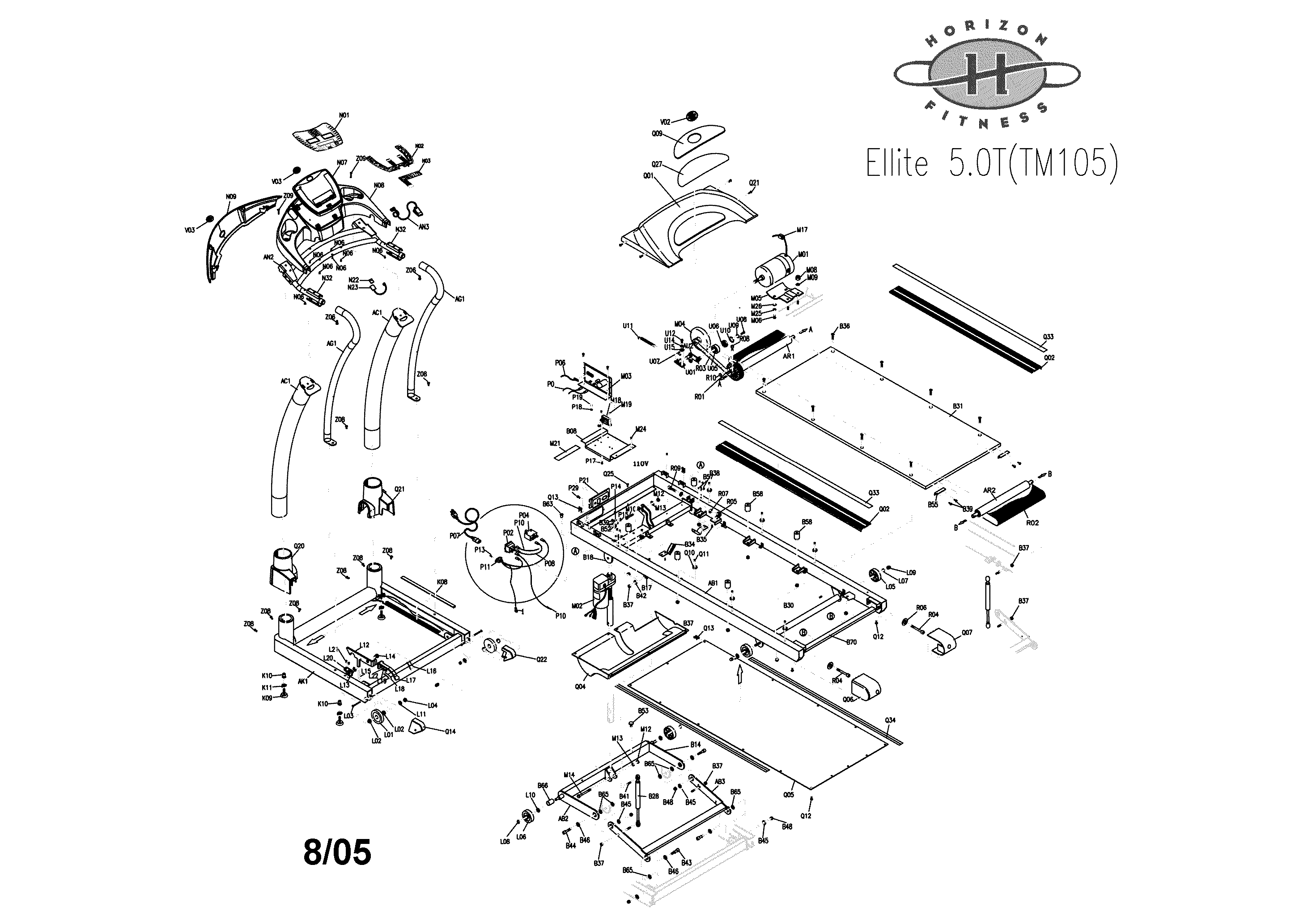 HORIZON TREADMILL Parts | Model 50T | Sears PartsDirect