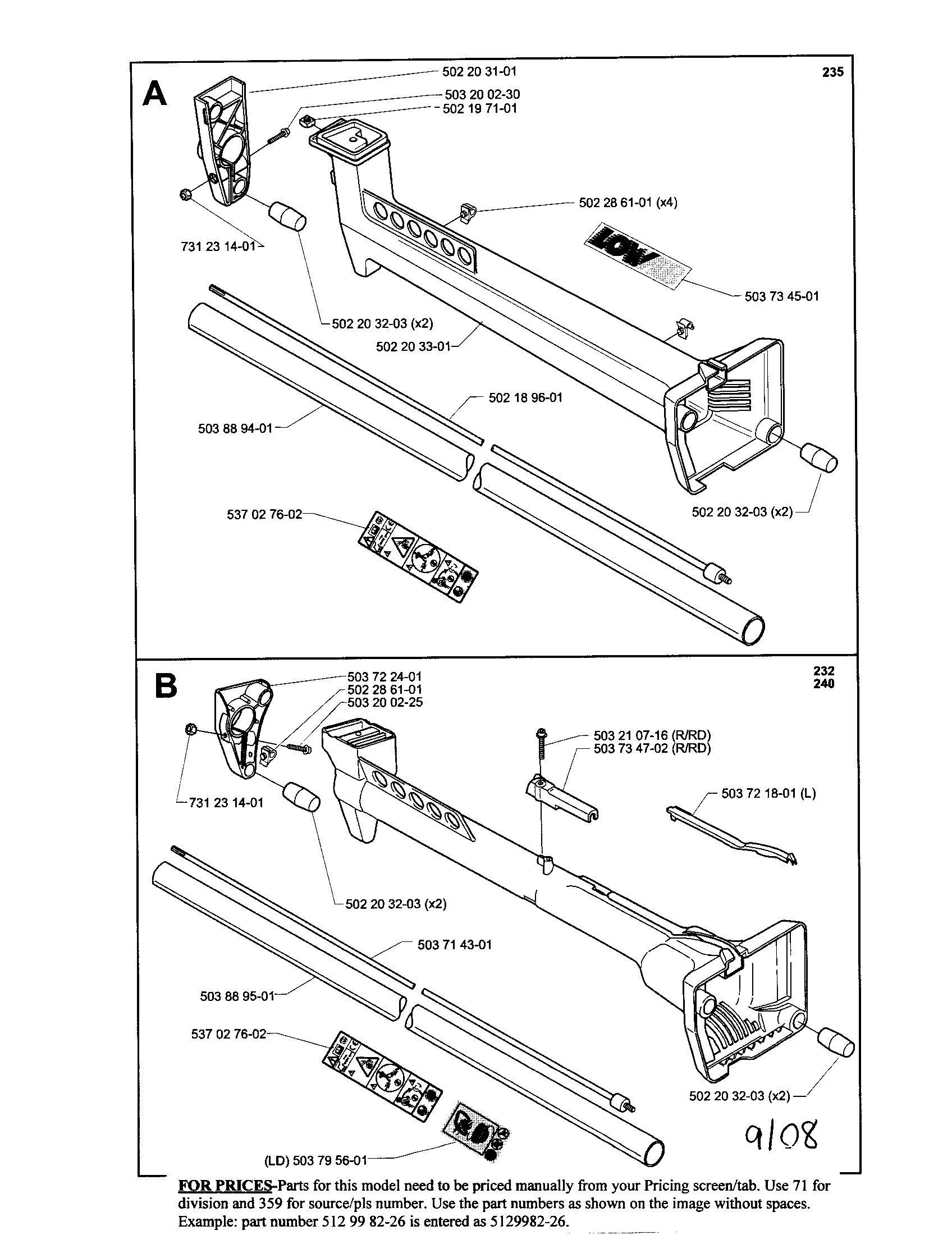 HUSQVARNA TRIMMER Parts | Model 232R | Sears PartsDirect