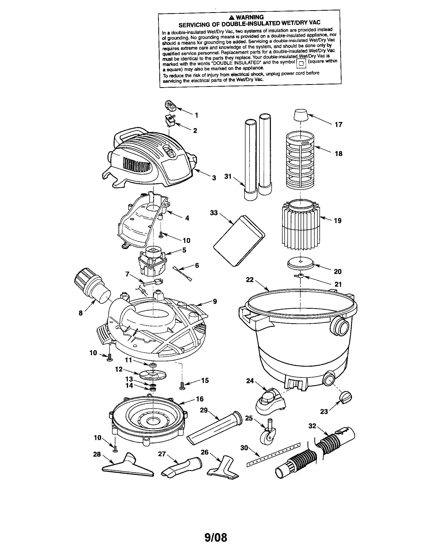 WET/DRY VAC Diagram & Parts List for Model 113177621 CraftsmanParts