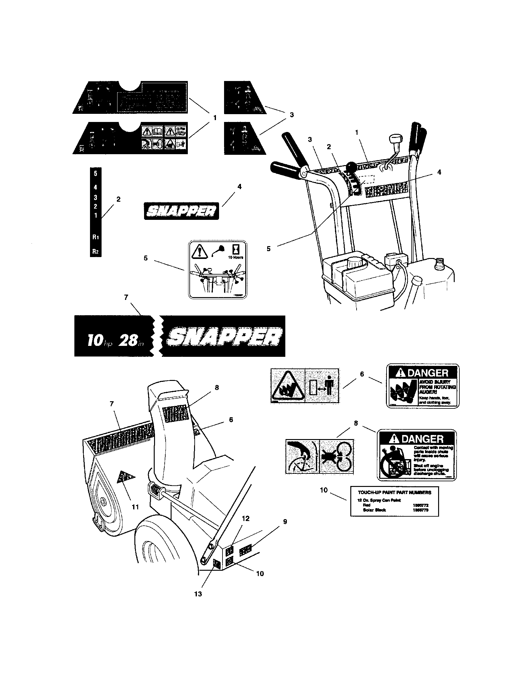 Snapper  Snow Thrower  Decals