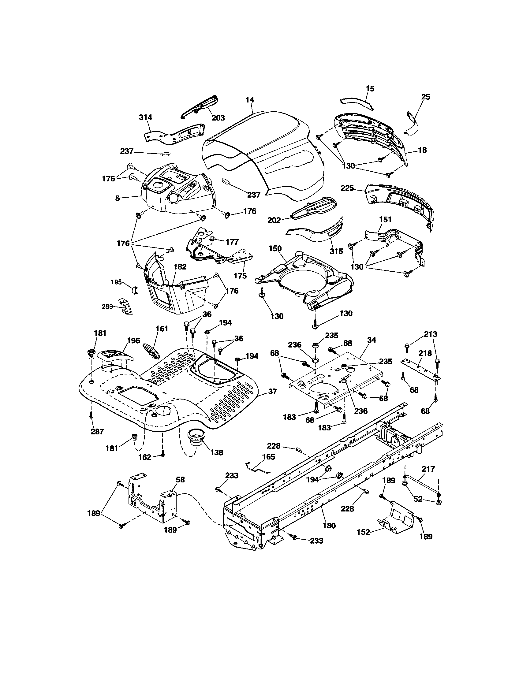 Craftsman Tractor Chassis Parts