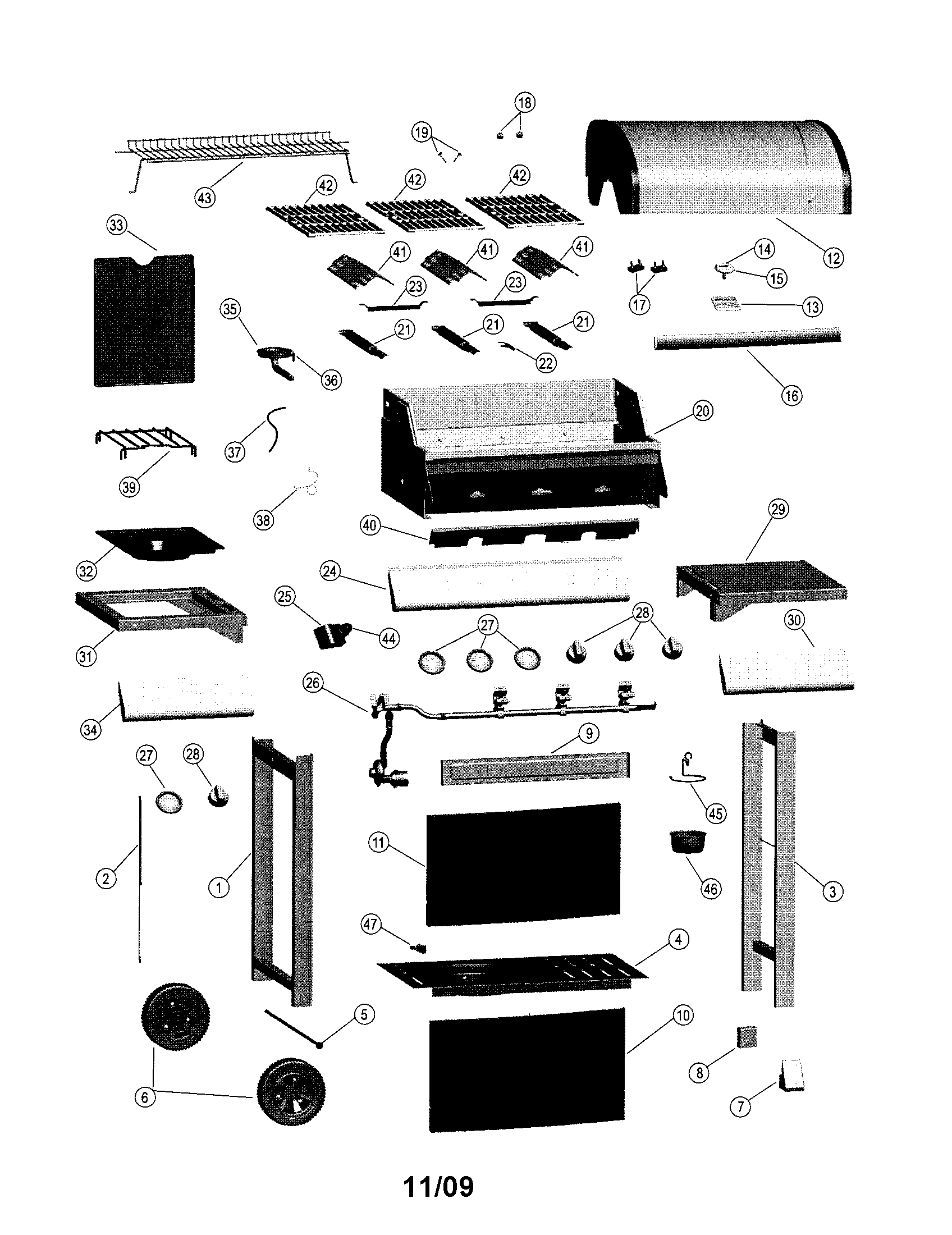 GAS GRILL Diagram & Parts List for Model 464323510 CharbroilParts