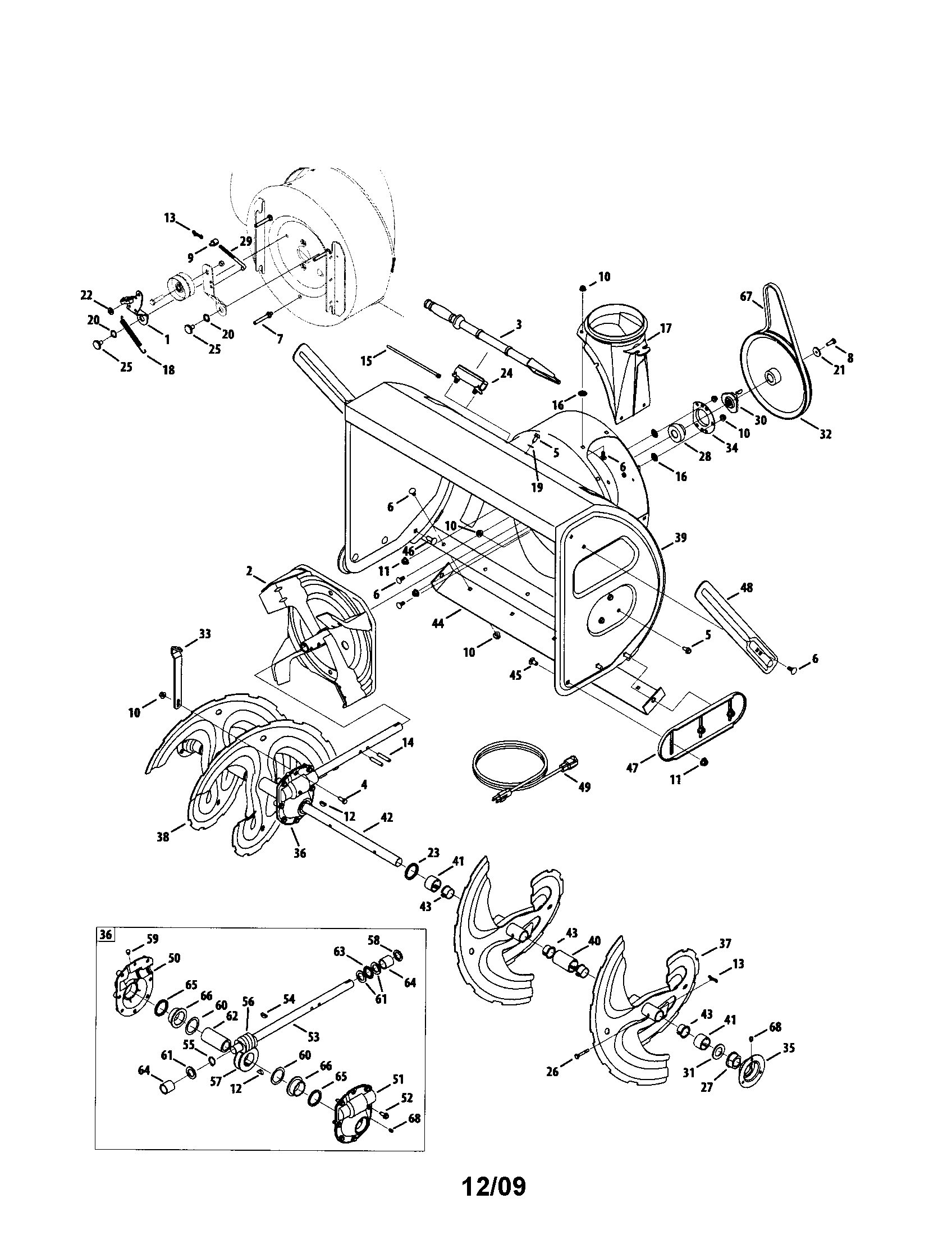 CRAFTSMAN Snow thrower Auger/housing Parts Model 24788846 on PopScreen