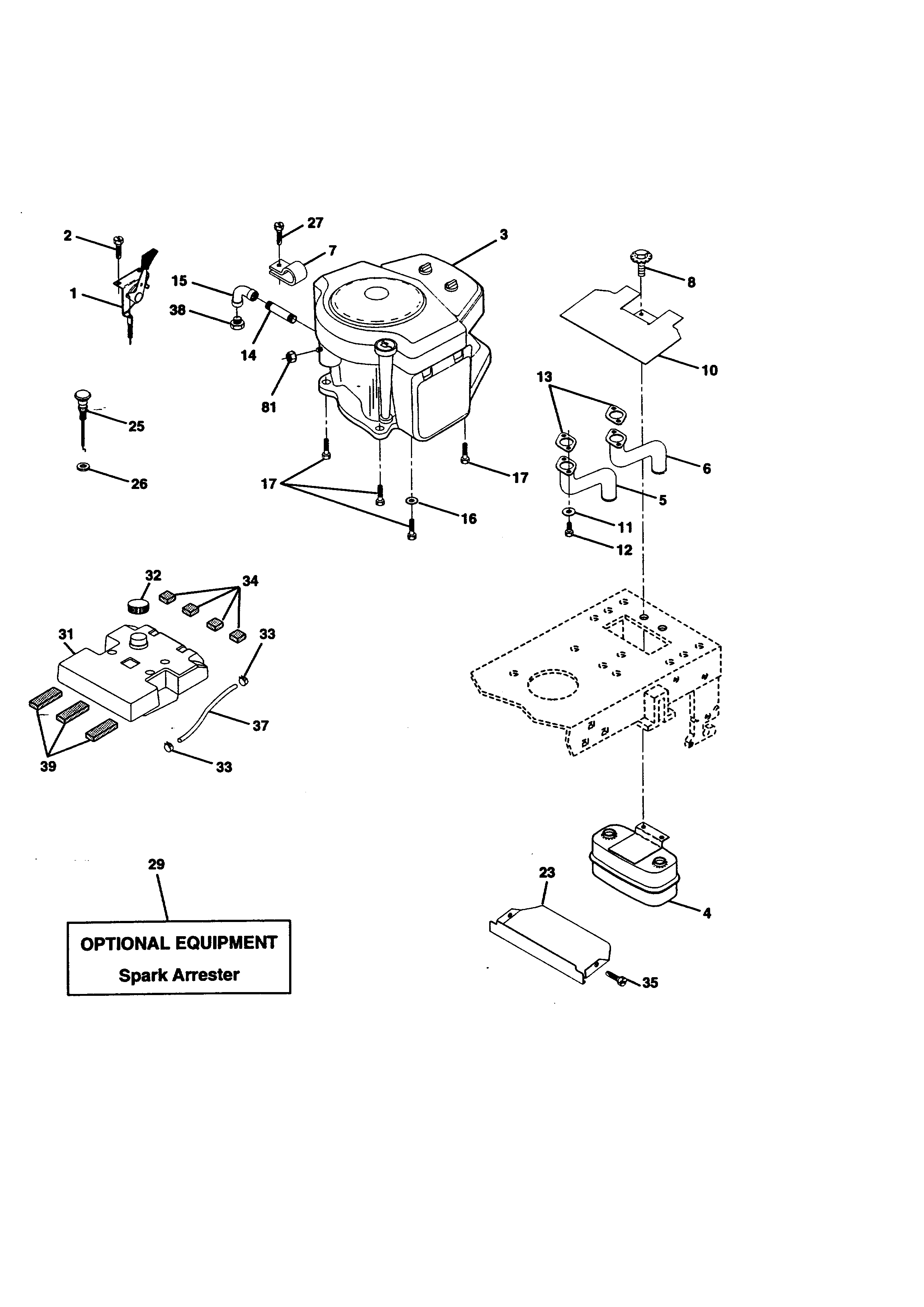 Engine Diagram  U0026 Parts List For Model 917270821 Craftsman