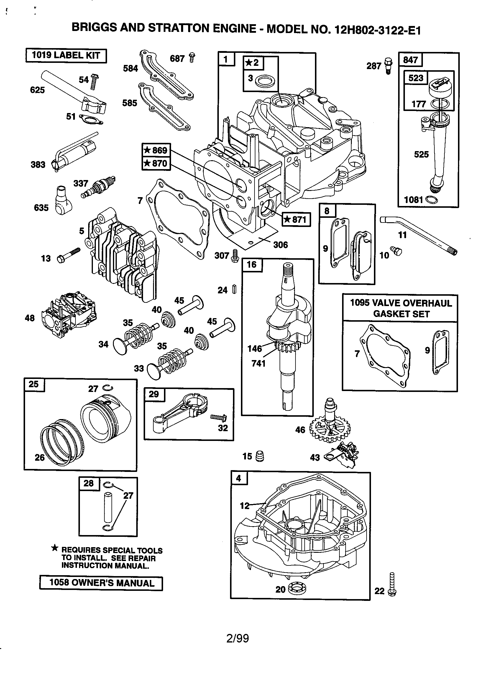 BRIGGS & STRATTON Engine Cylinder assembly Parts Model 12H8023122E1
