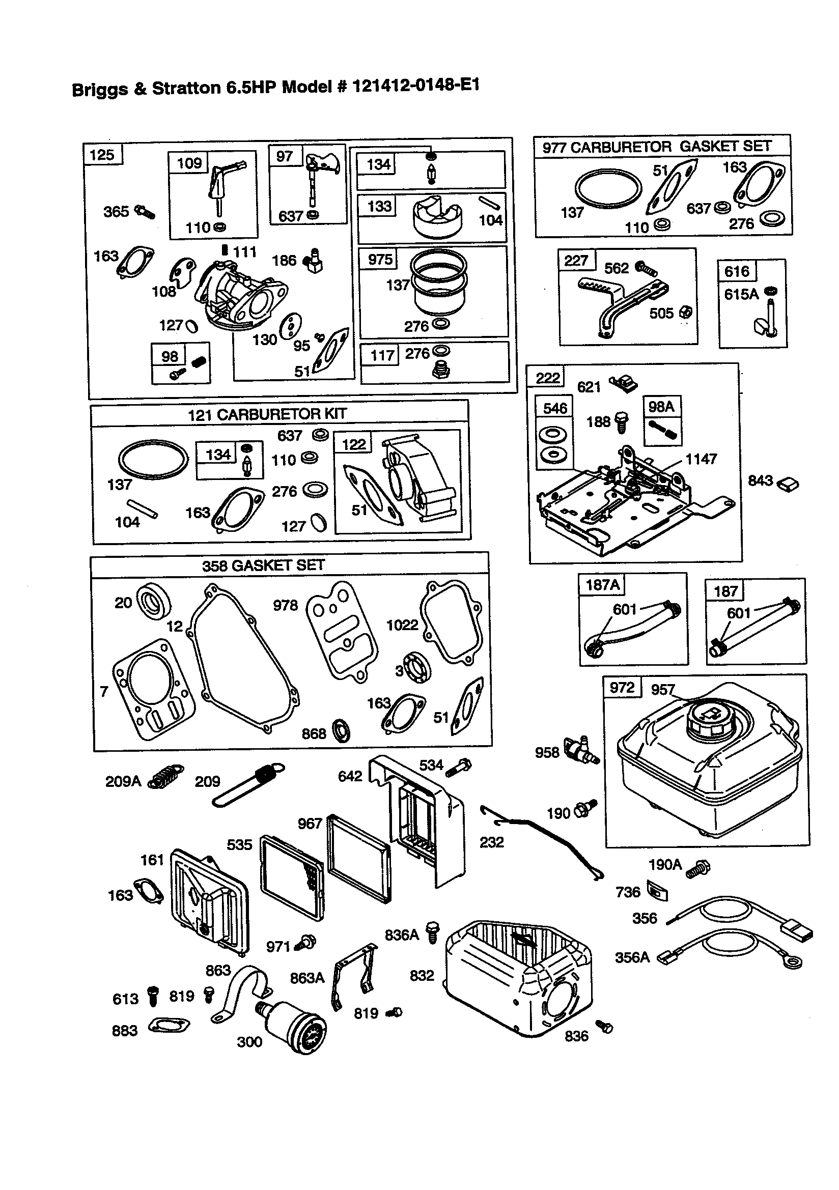 CARBURETOR/AIR FILTER AND FUEL TANK Diagram &amp; Parts List ...