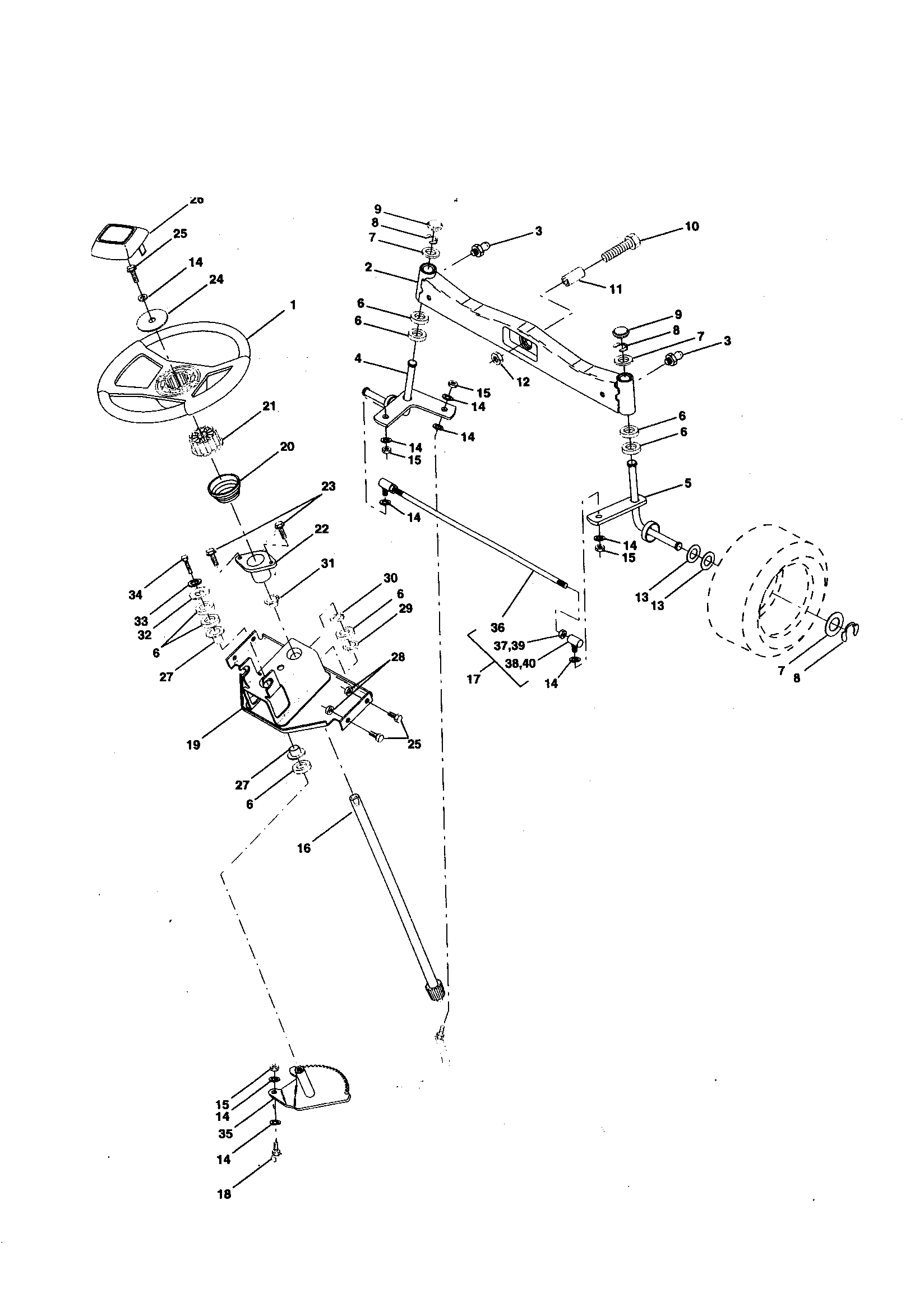 STEERING ASSEMBLY Diagram & Parts List for Model 917257740 Craftsman