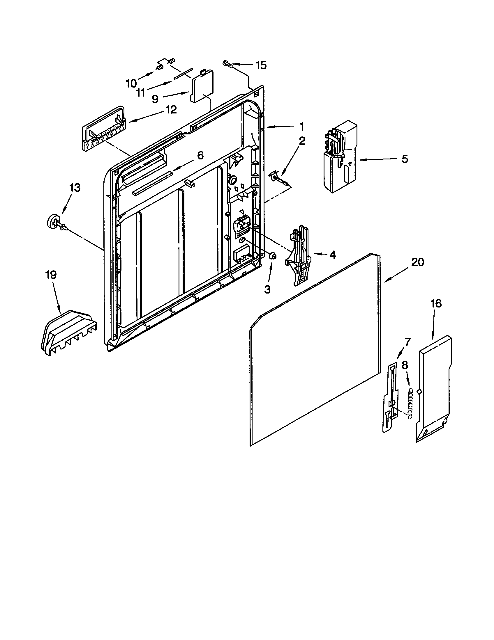Whirlpool Dishwasher Door Parts Diagram