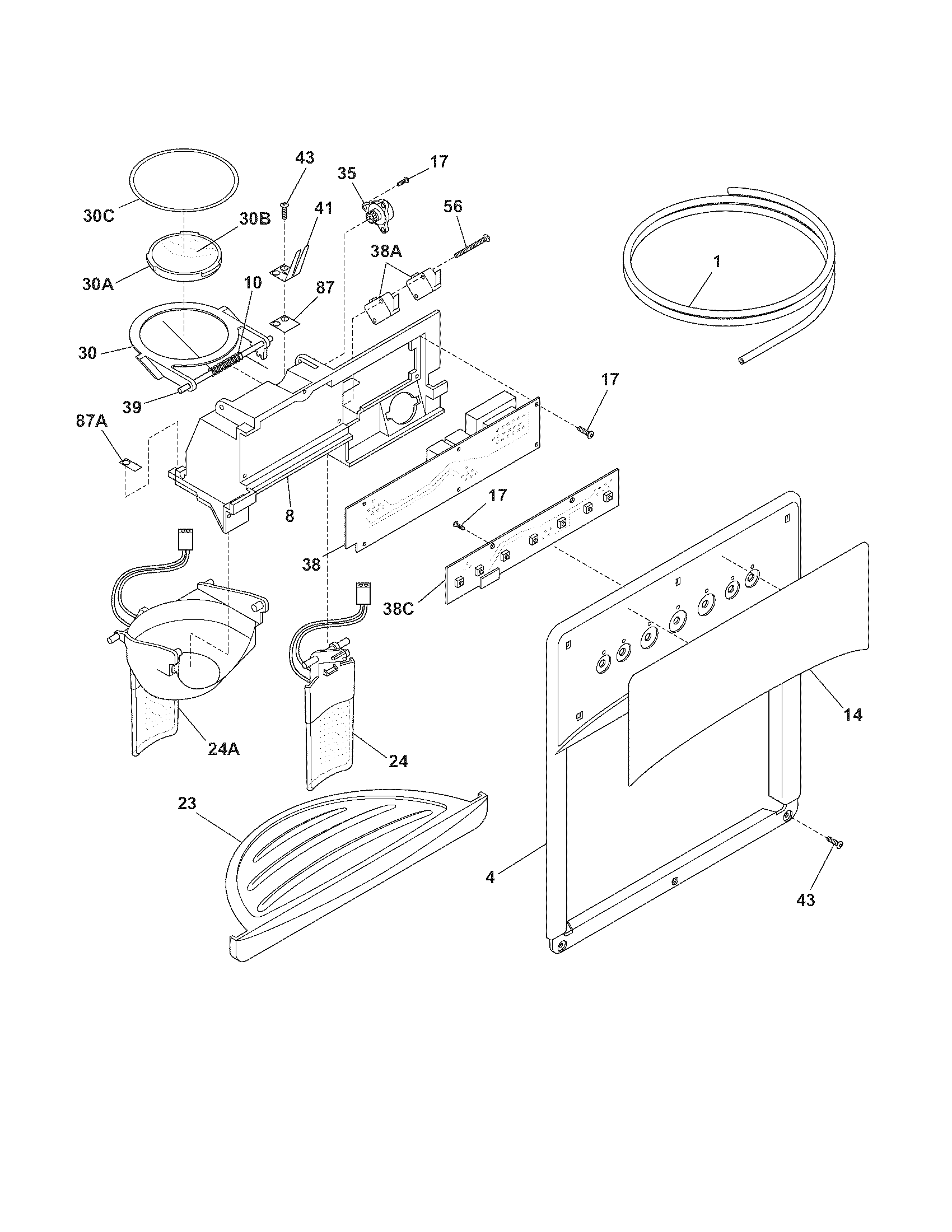 ICE & WATER DISPENSER Diagram & Parts List for Model 25344393402