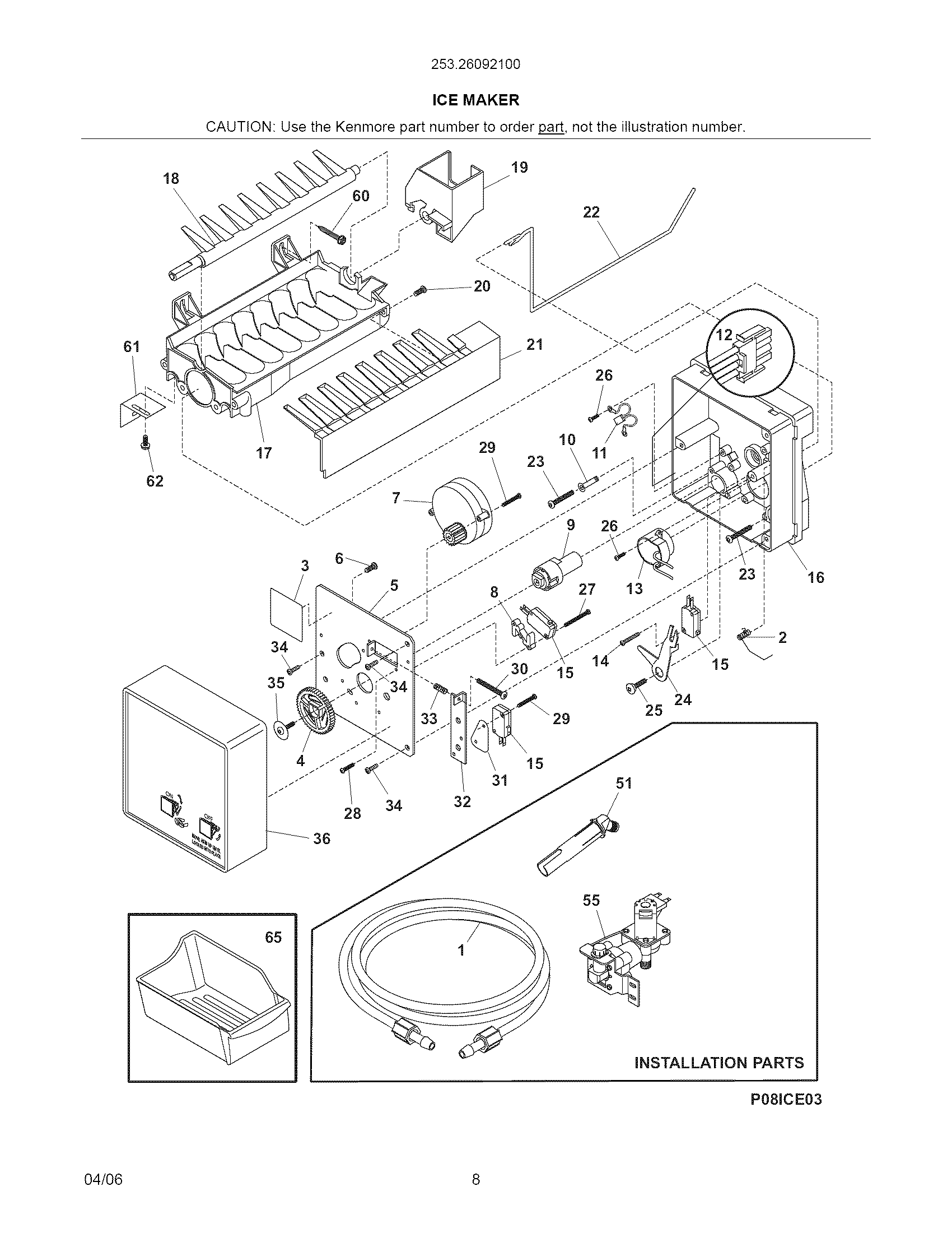 ICE MAKER Diagram & Parts List for Model 25326092100 Kenmoreelite