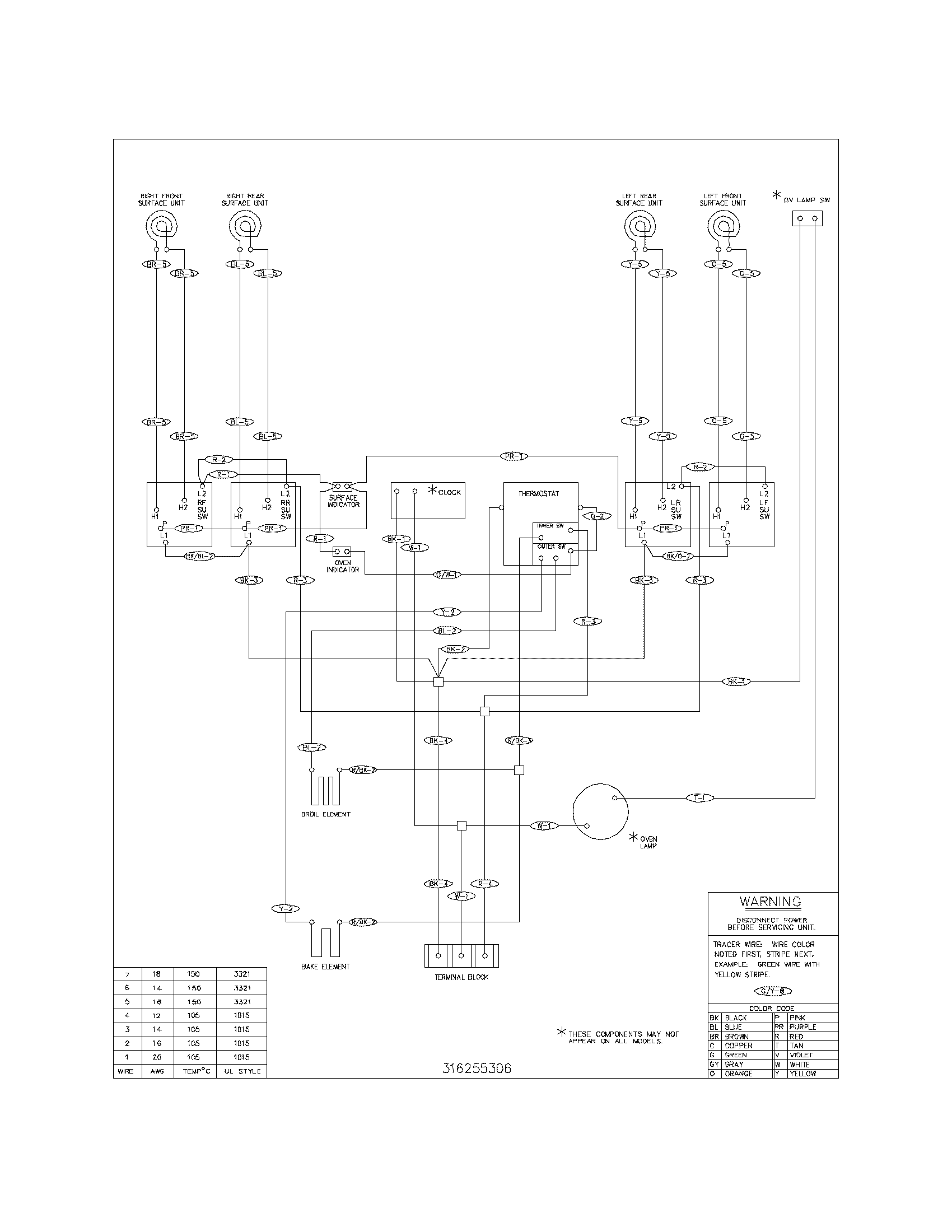 White-Westinghouse  Electric Range  Wiring diagram