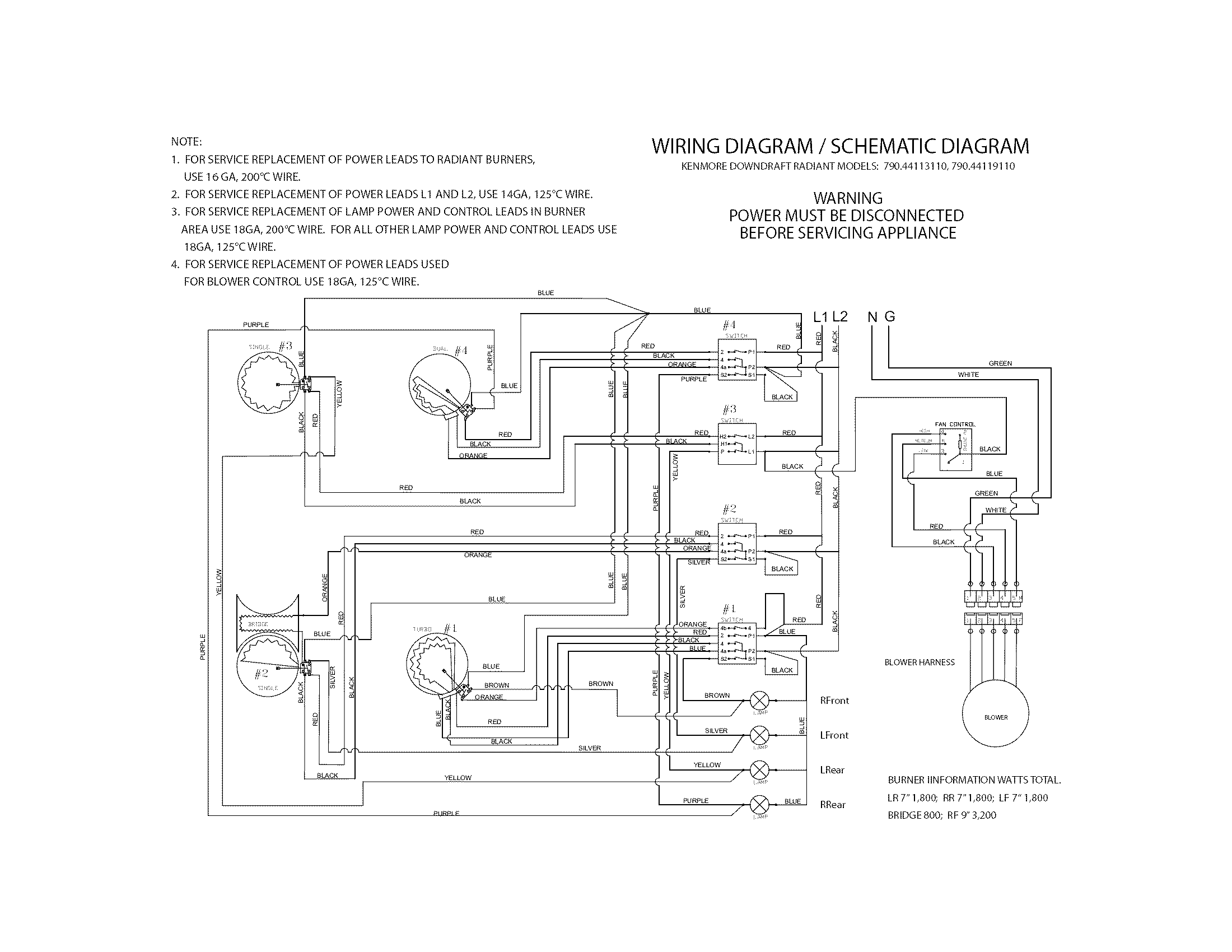 Kenmore Elite  Cooktop  Wiring diagram