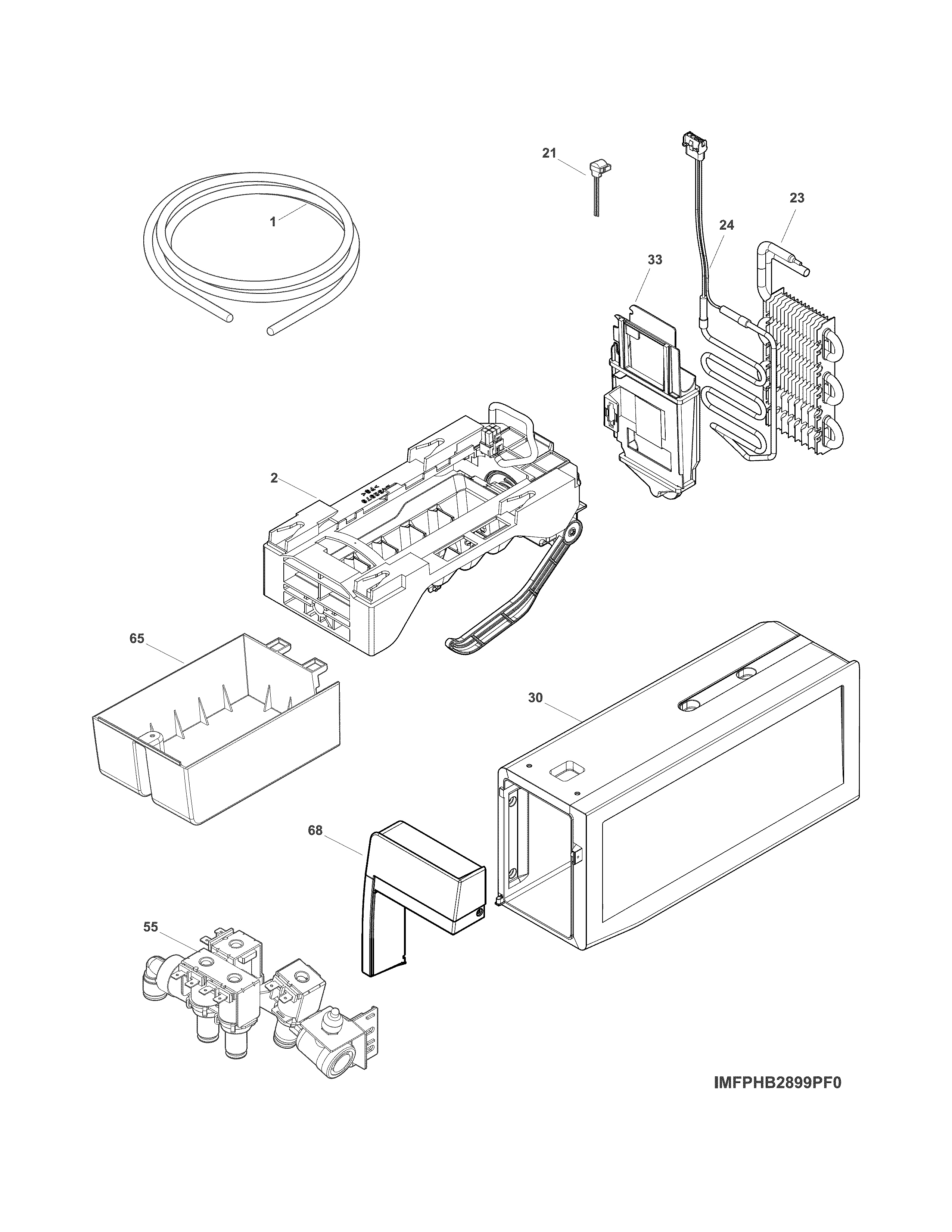 ICE MAKER Diagram & Parts List for Model fghb2866pf9a FrigidaireParts