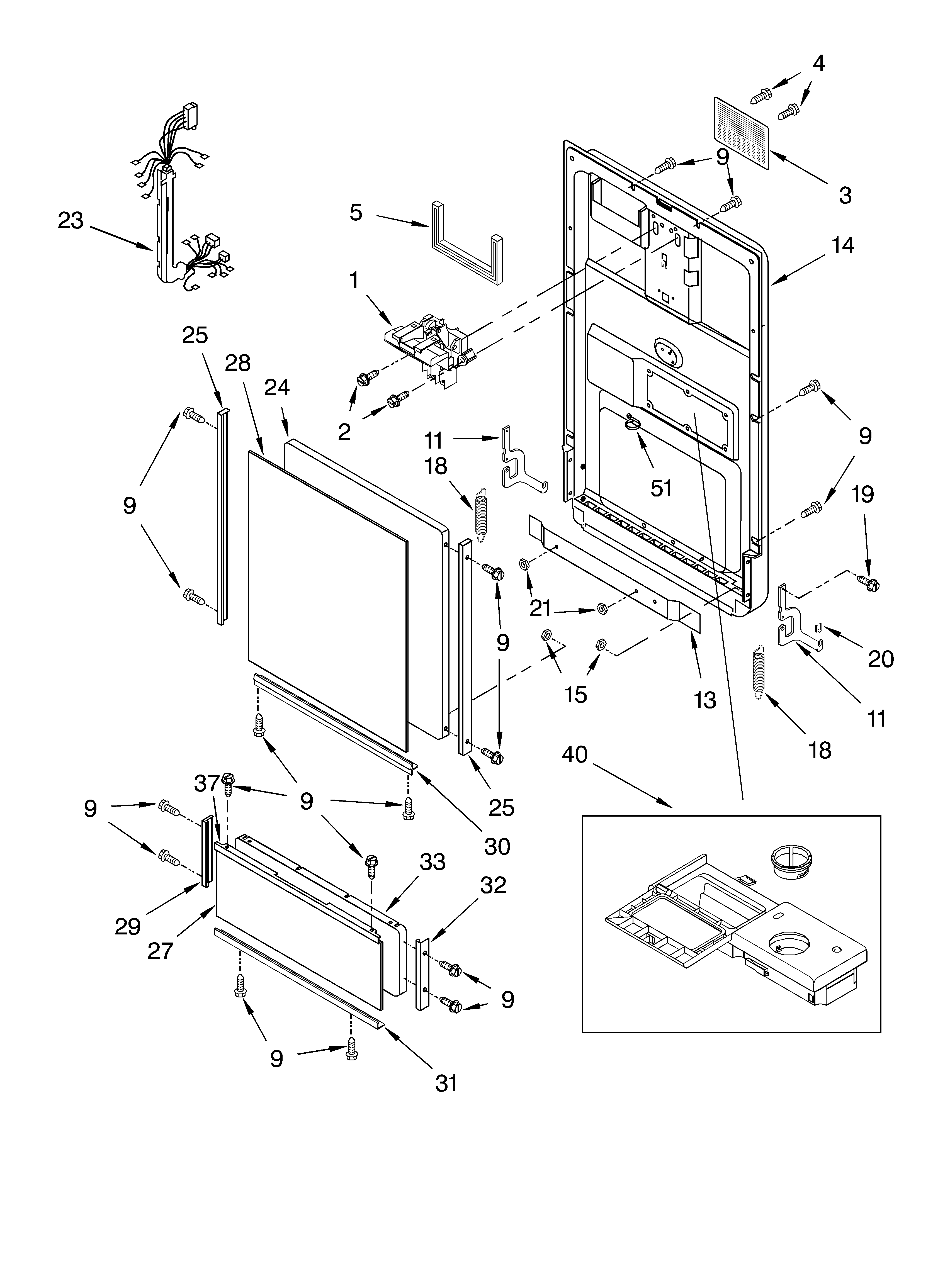 DOOR AND TOE PANEL Diagram & Parts List for Model du018dwjx0 Whirlpool