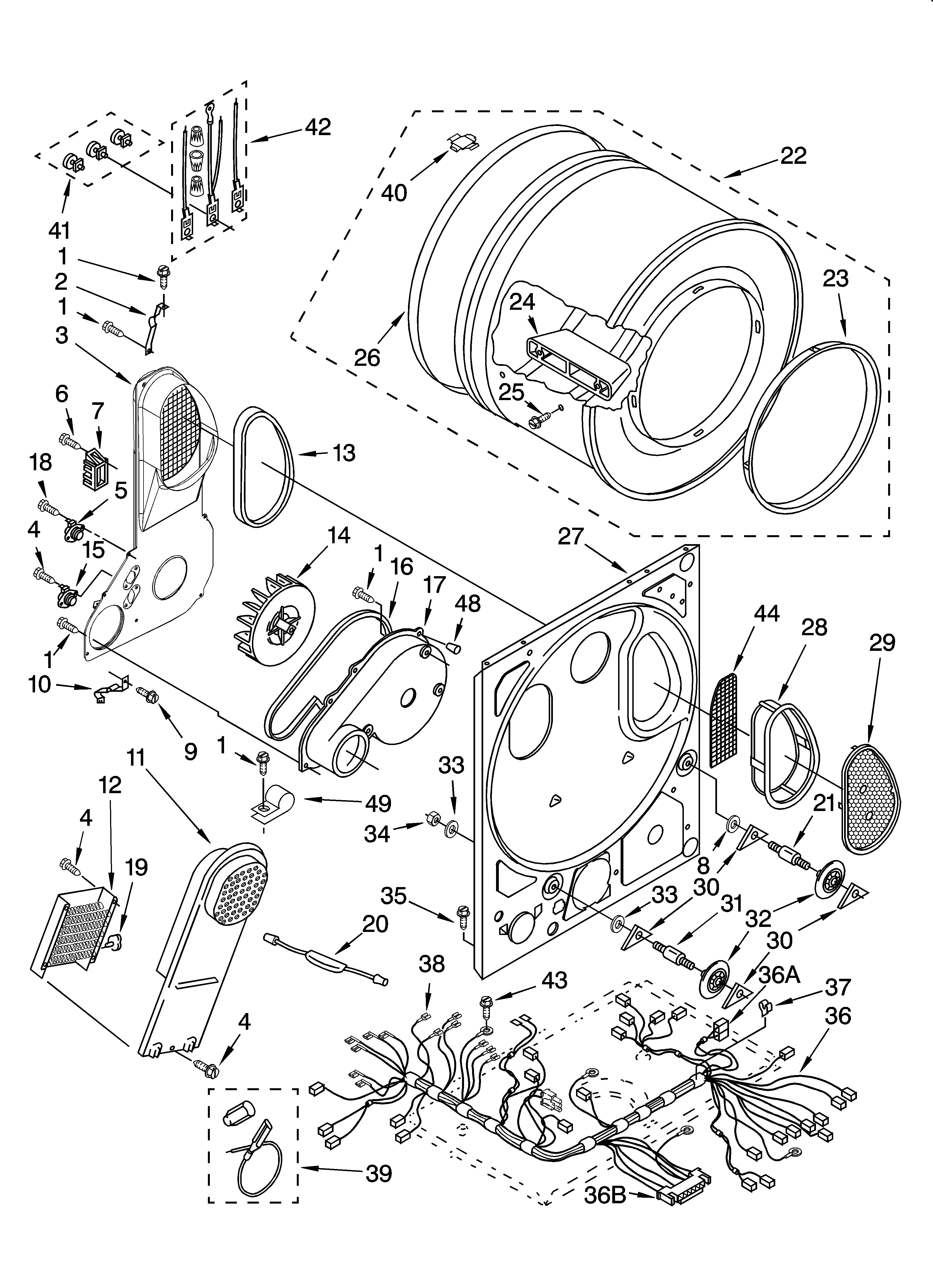 DRYER BULKHEAD PARTS Diagram & Parts List for Model lte5243dq6