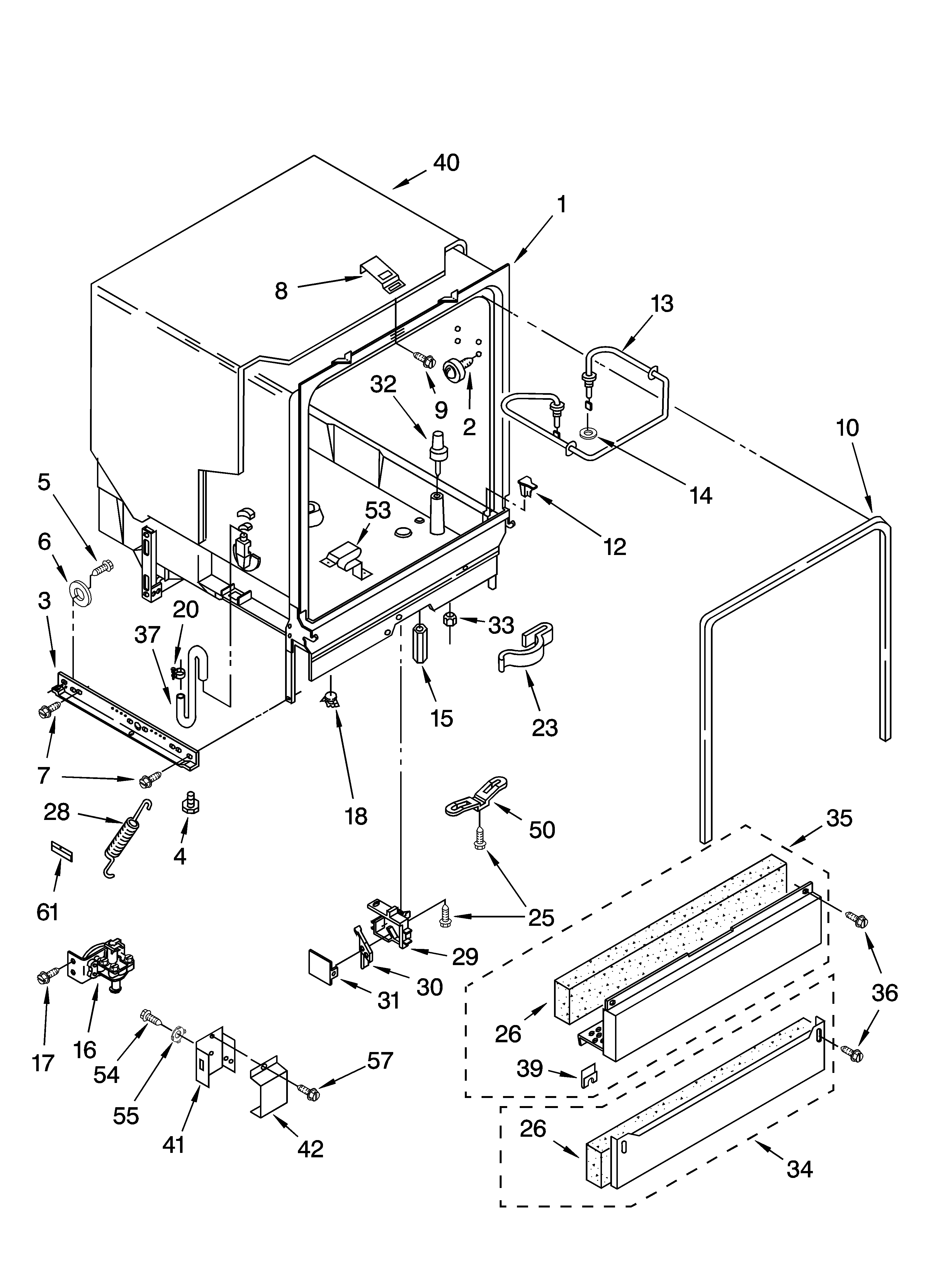 INGLIS Dishwasher Frame and console Parts Model IMU38760
