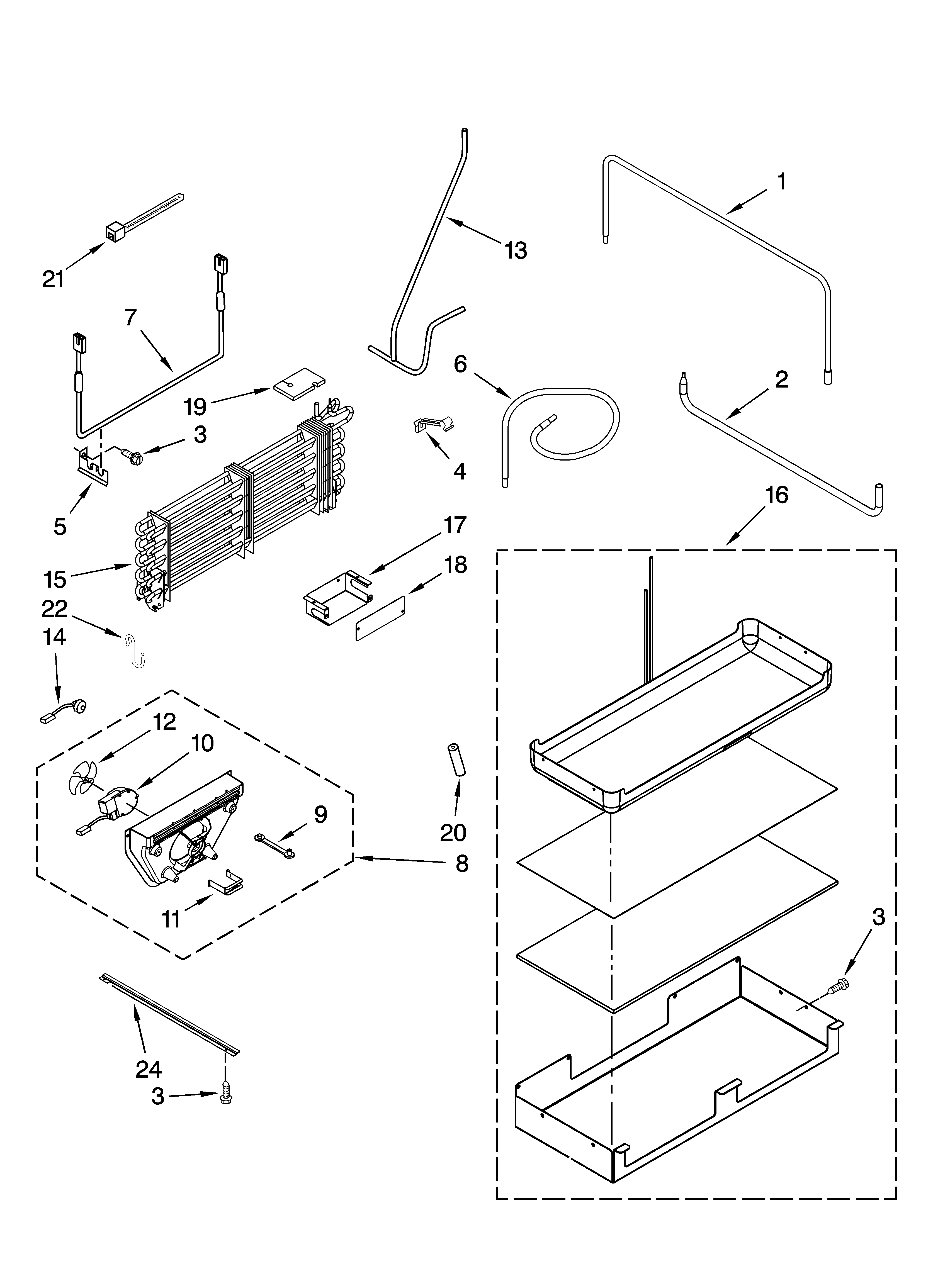 Jenn-Air  Bottom-Mount Refrigerator  Lower unit and tube parts