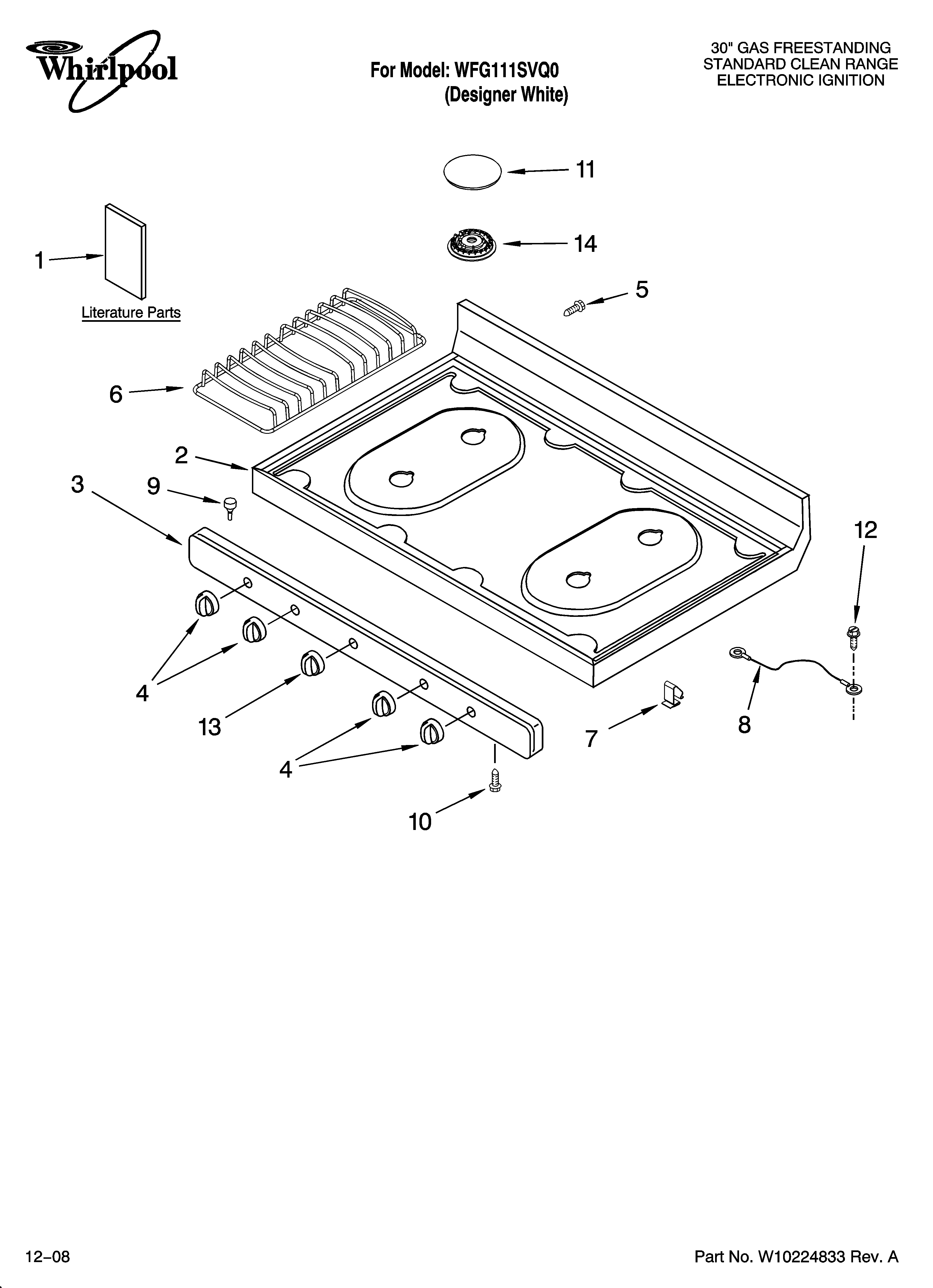 WHIRLPOOL GAS RANGE Parts Model wfg111svq0 Sears PartsDirect