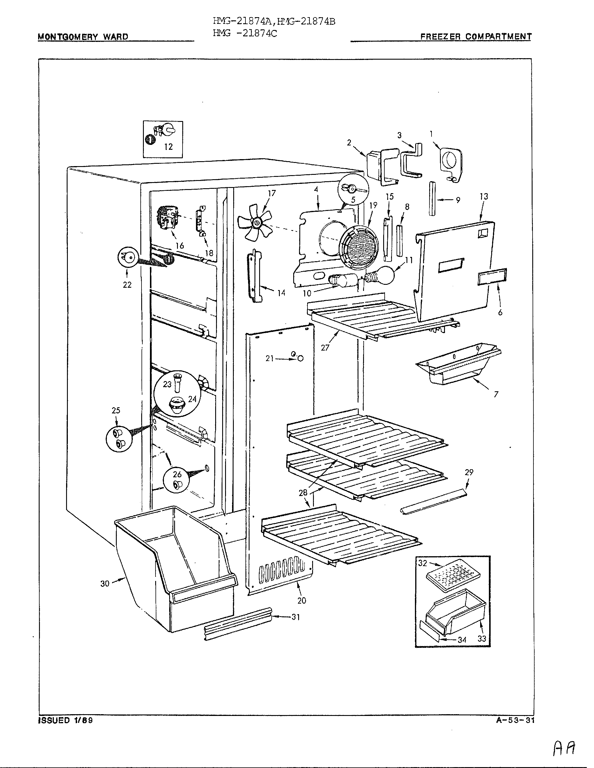 ADMIRAL Refrigerator Fresh food compartment pa Parts | Model 21874B