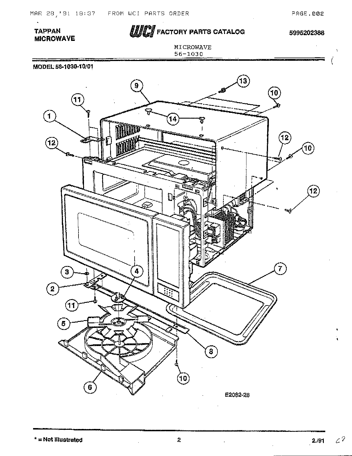 Microwave Diagram  U0026 Parts List For Model 561030 Frigidaire