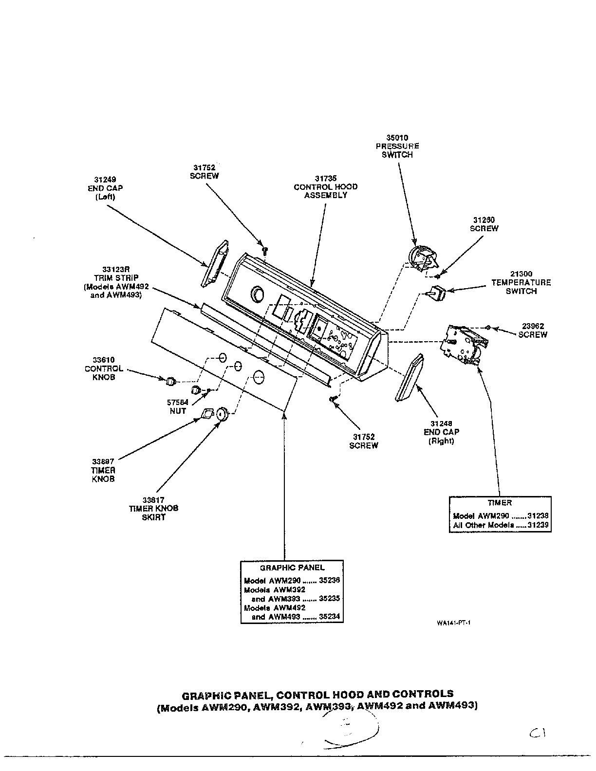 AMANA Washer Bearing housing/brake/pul Parts Model 6496LWM833