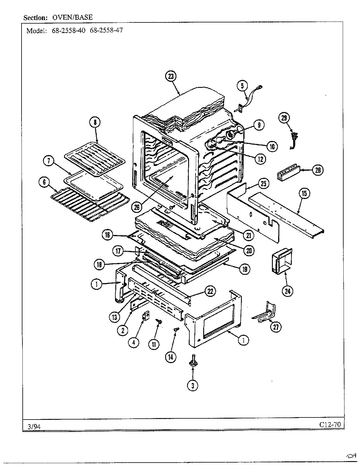 MAGIC CHEF Gas Range Body page 2 Parts Model 68255840