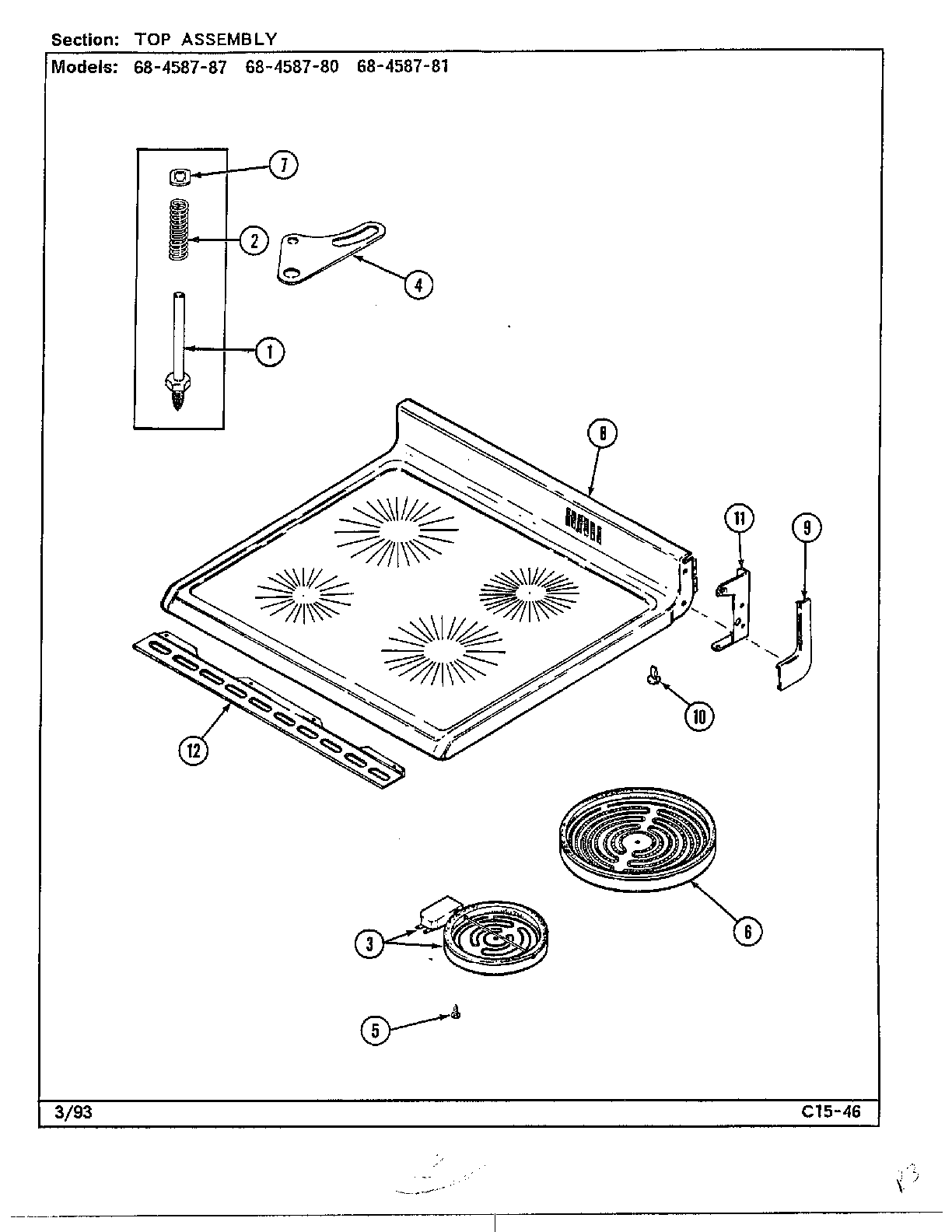 MAGIC CHEF Electric Range Oven page 2 Parts Model 68458787