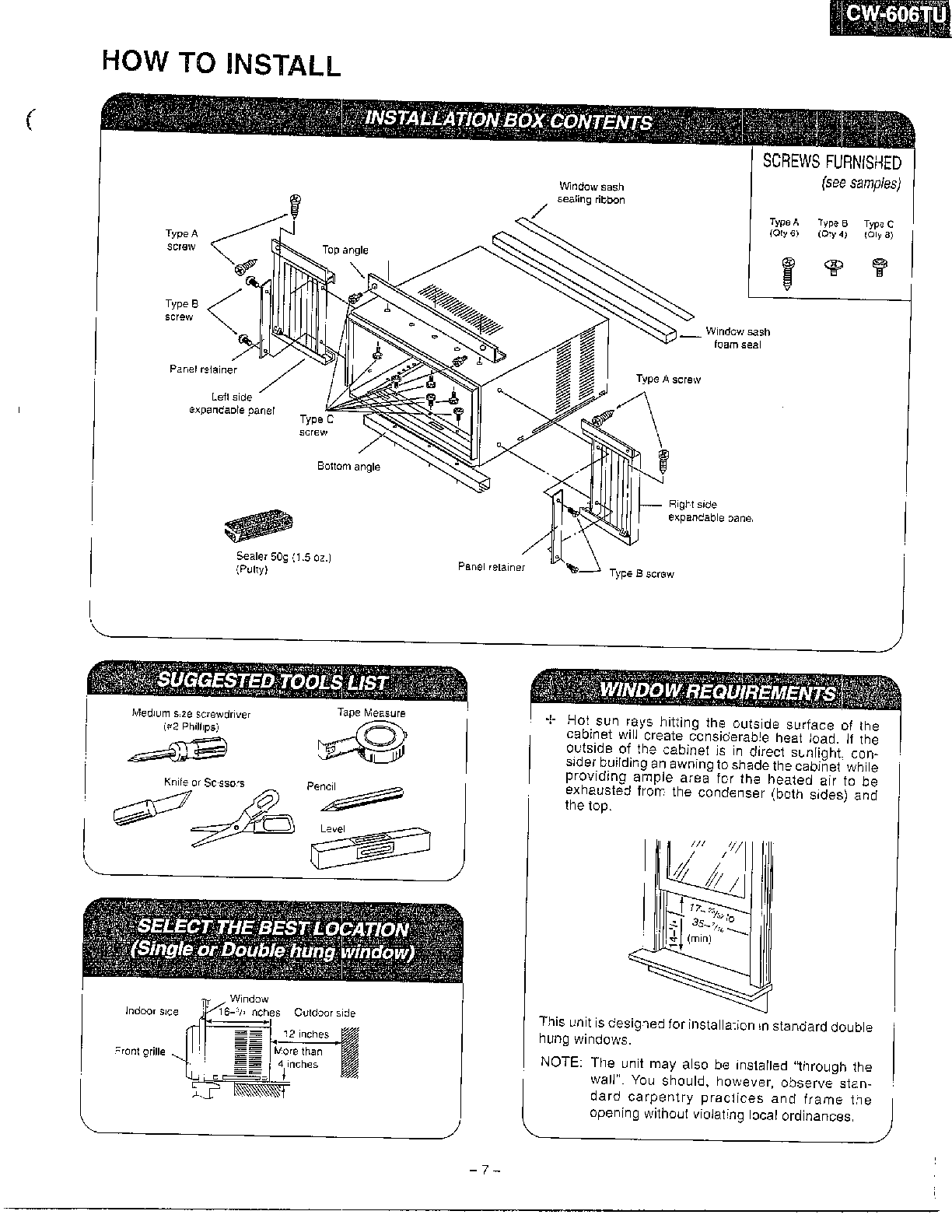 Panasonic Room Air Conditioner Exploded view Parts Model CW606TU