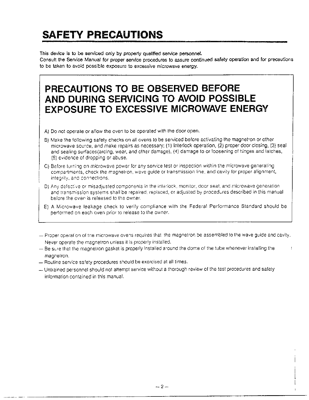 Goldstar Microwave oven Safety precautions Parts