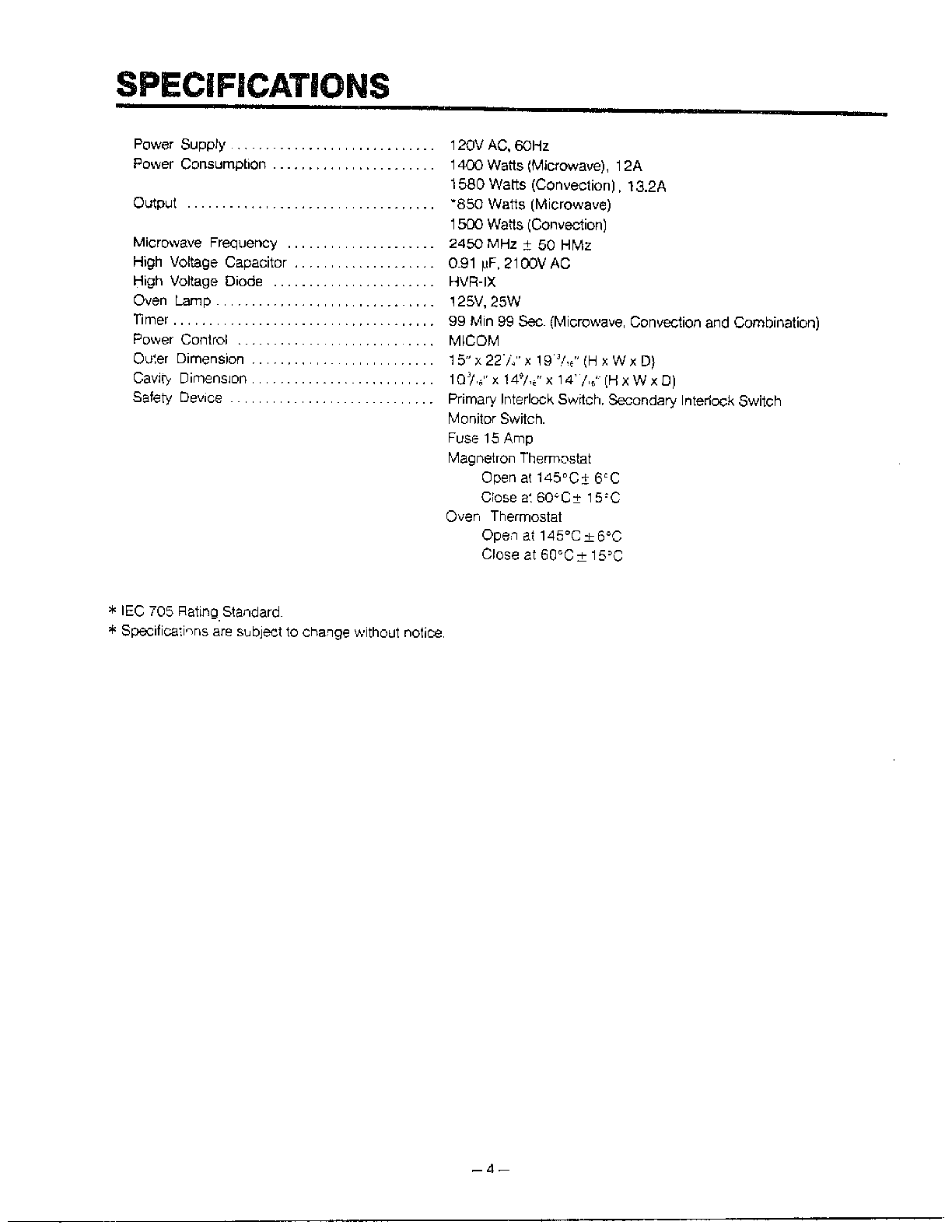 Goldstar Microwave oven Specific... Parts