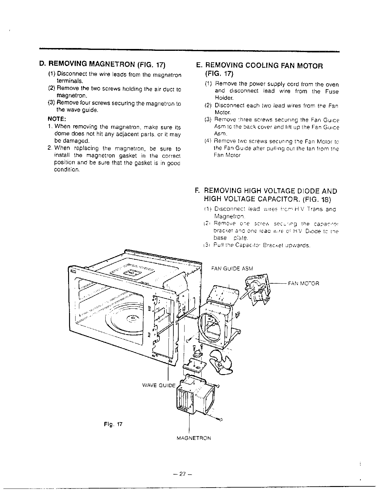 Goldstar Microwave oven Disassy/... procedure page 2 Parts