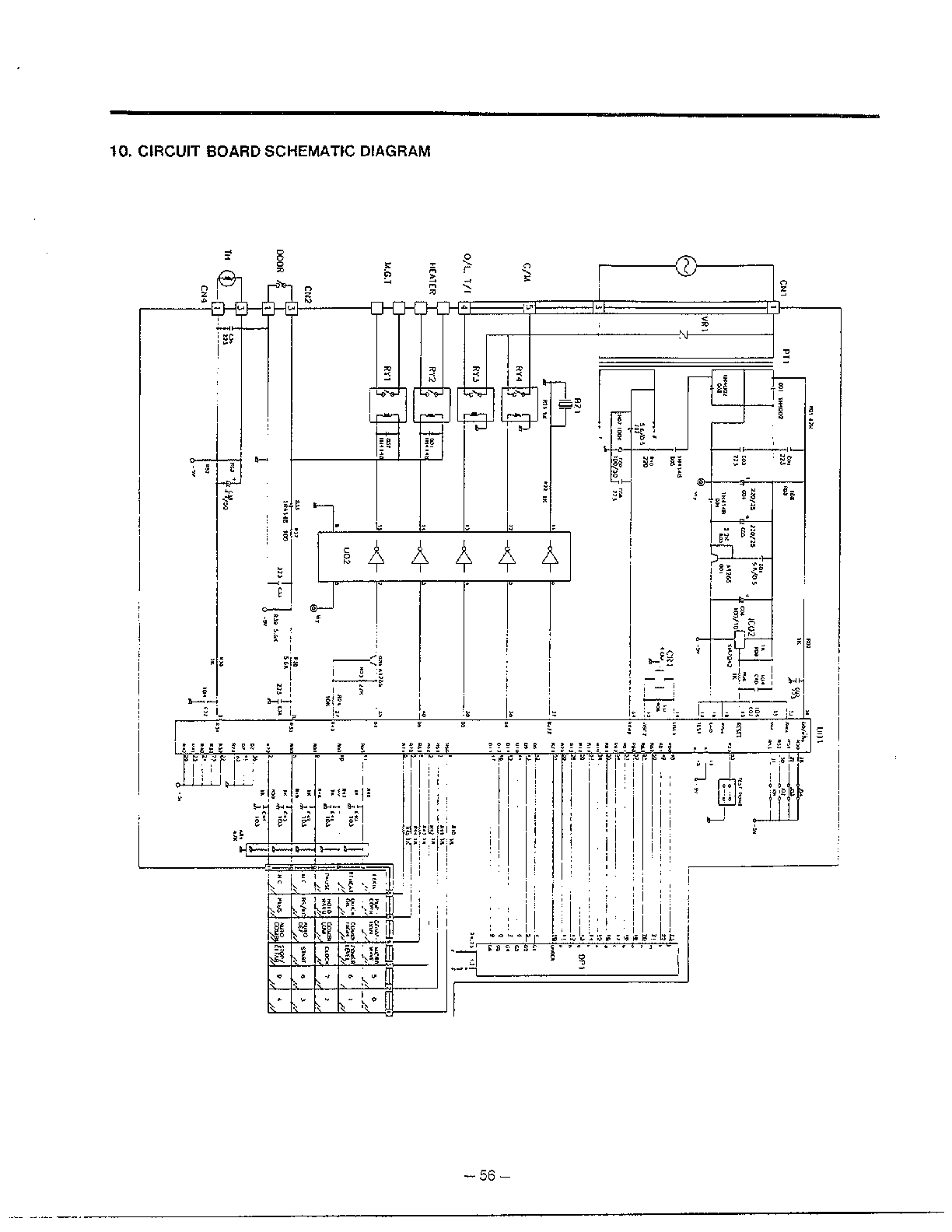 Goldstar Microwave oven Circuit board schematic diagram Parts