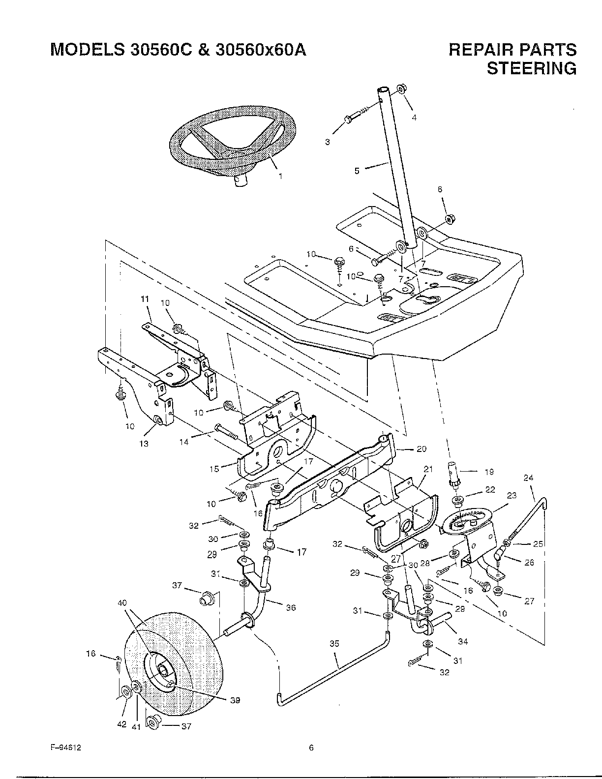 Steering Diagram  U0026 Parts List For Model 30560c Murray