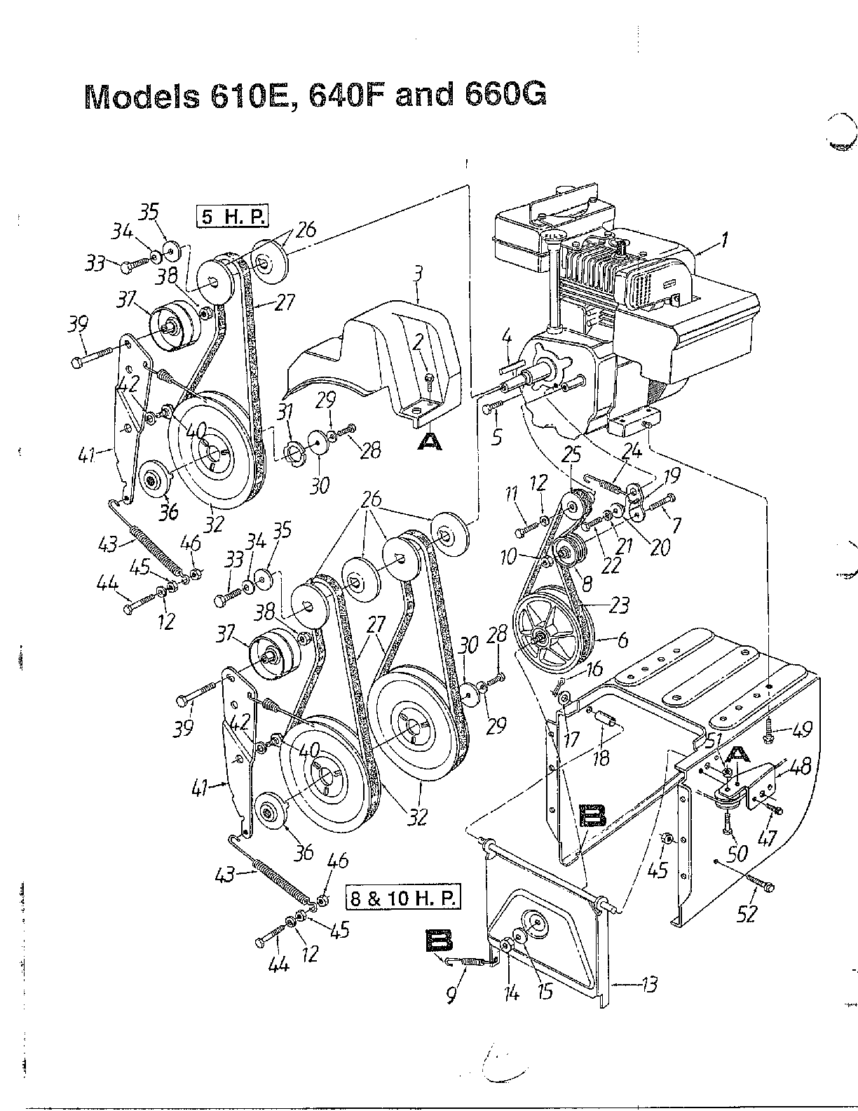 SNOW THROWER Diagram & Parts List for Model 313610E000 Mtd-Parts Snow