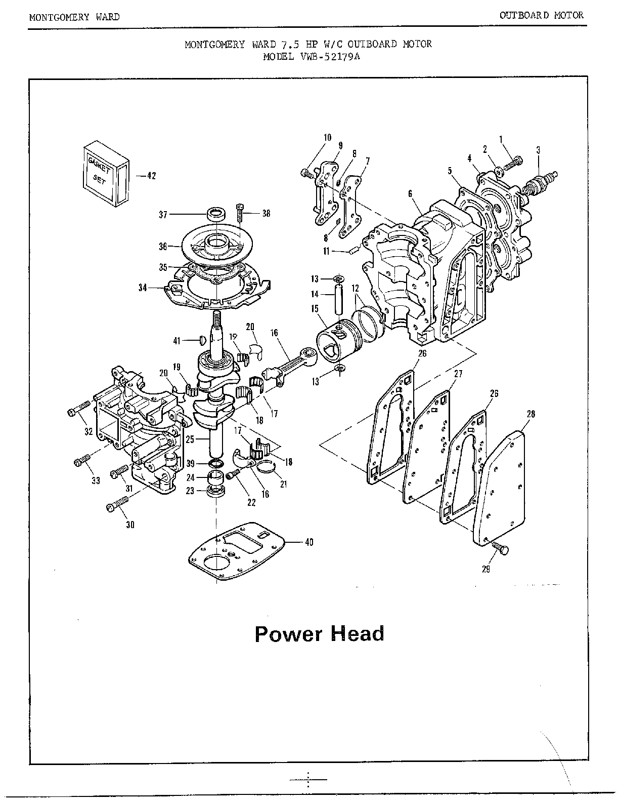 7 5hp Outboard Motor  Power Head Diagram  U0026 Parts List For