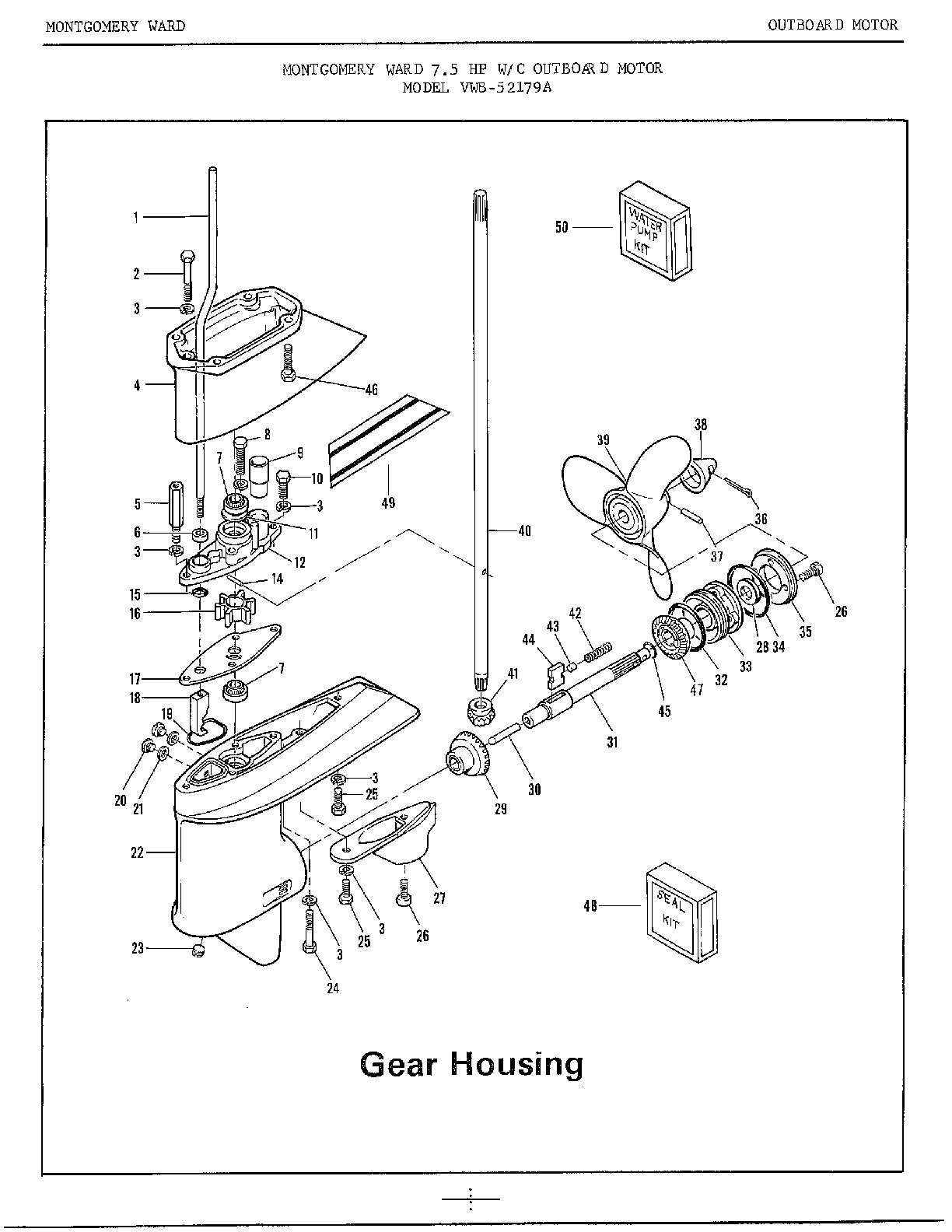 7 5hp Outboard Motor  Gear Housing Diagram  U0026 Parts List For