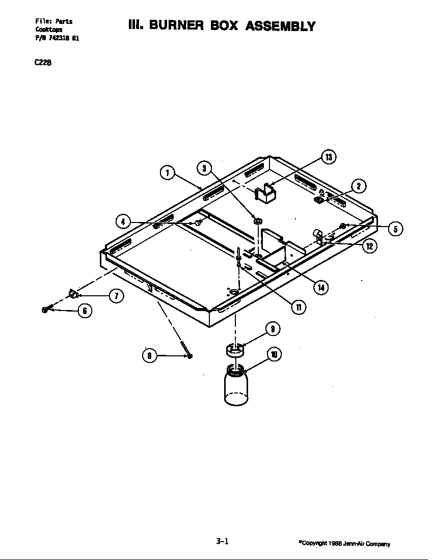 JENNAIR Countertop Ranges/Grills Blower plenum (c228) Parts Model
