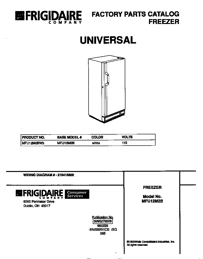 Universal  Multiflex  Frigidaire  Upright Freezer Parts
