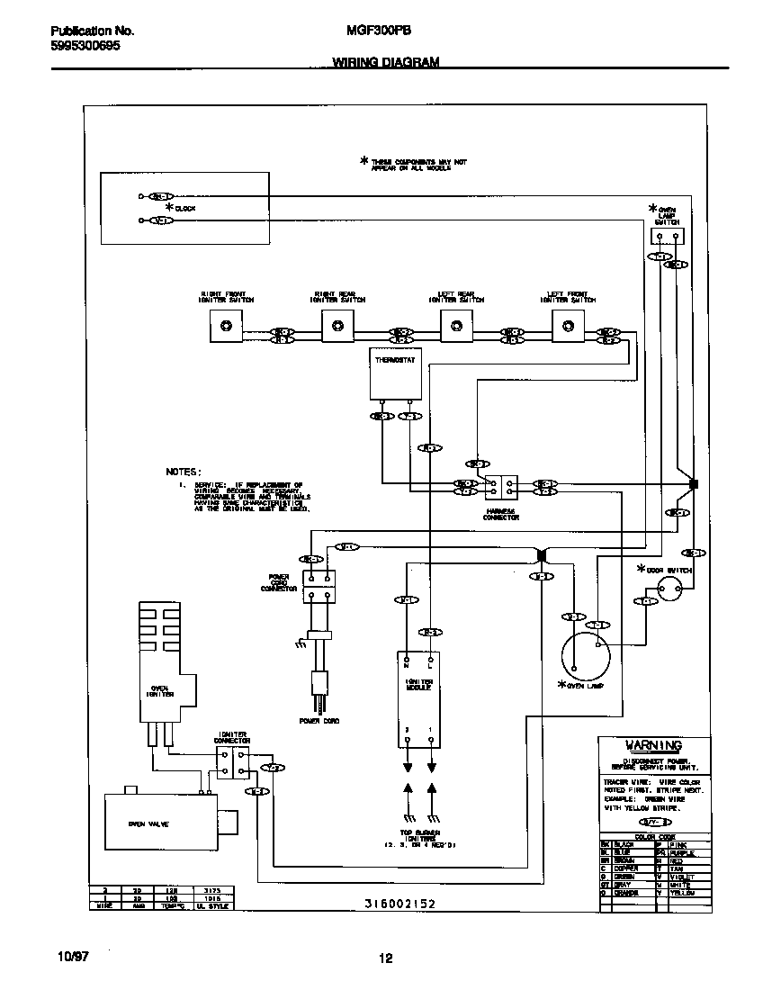 Universal/Multiflex (Frigidaire)  Universal/Multiflex Gas - Range - 5995300695  Wiring diagram