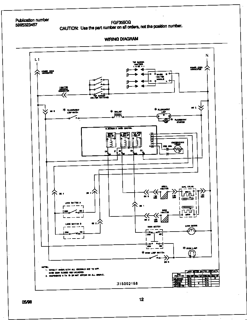Frigidaire Gas Range Wiring Diagram Parts