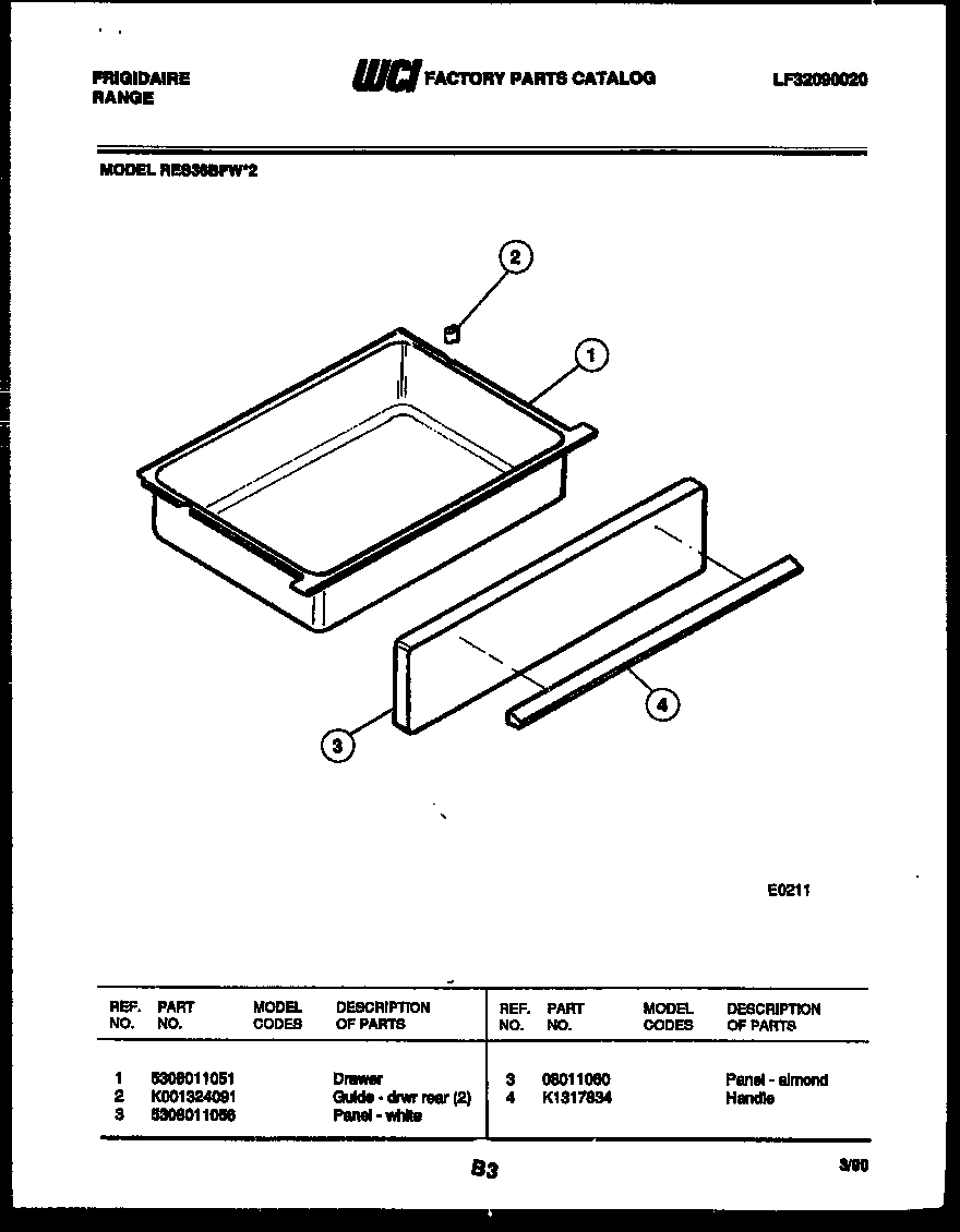 Frigidaire  Range - Electric - Lf32090020  Drawer parts
