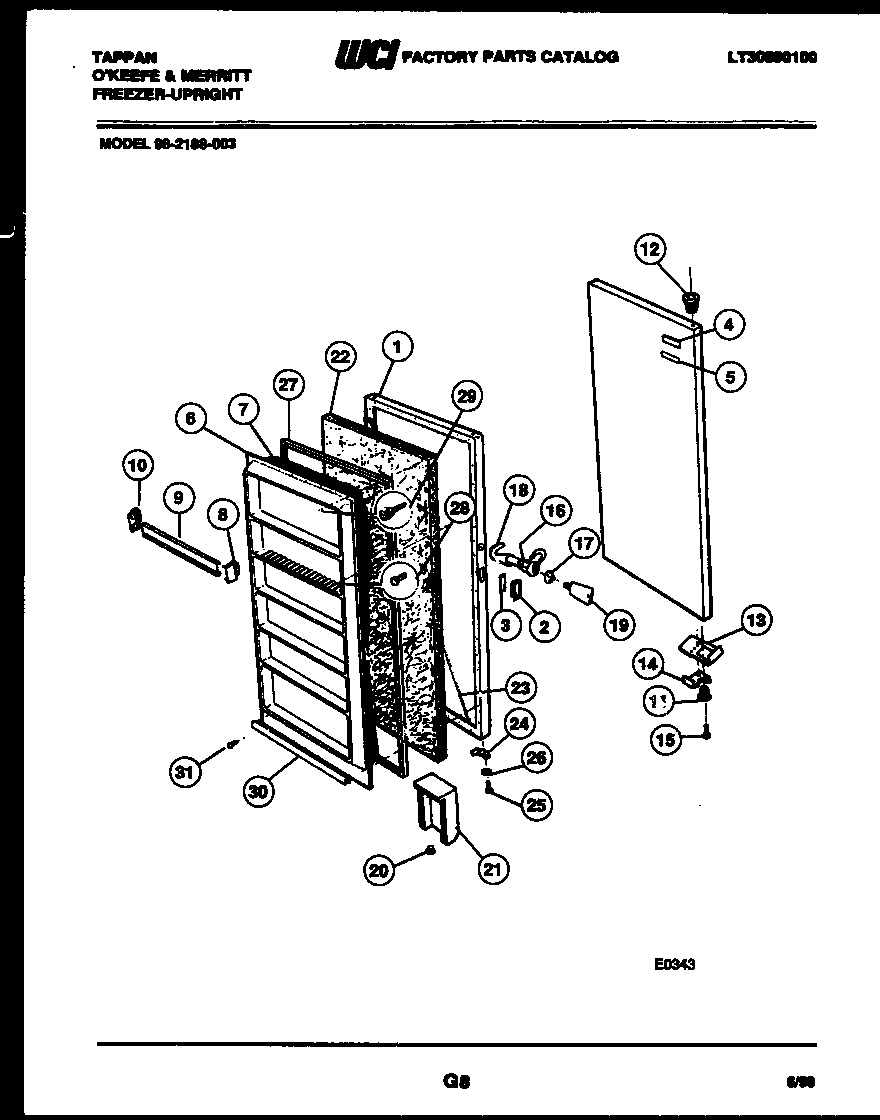 Tappan  Freezer-Upright - Lt30890100  Door parts