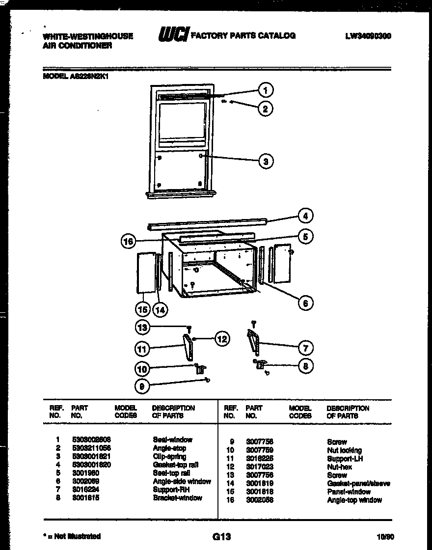 WHITE-WESTINGHOUSE Air Conditioner - Lw34090300 Front cover/text only