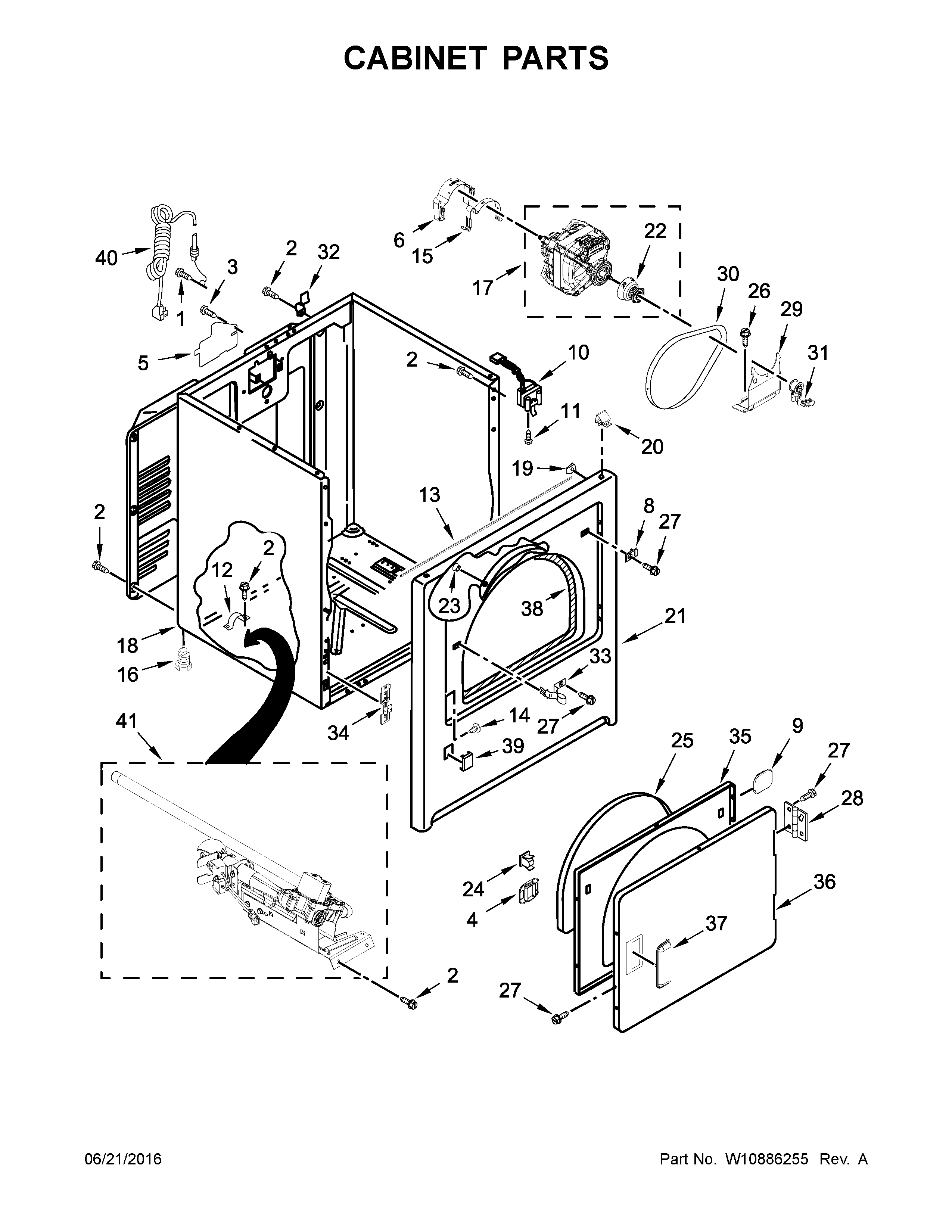 Crosley  Gas Dryer  Cabinet parts