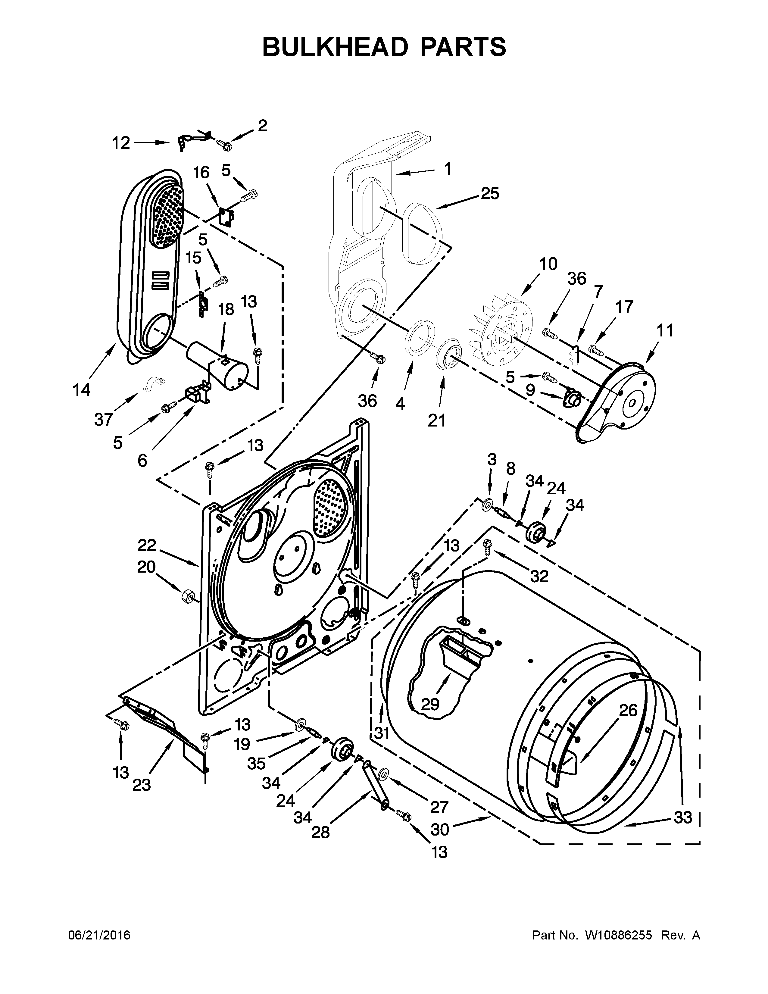 Crosley  Gas Dryer  Bulkhead parts