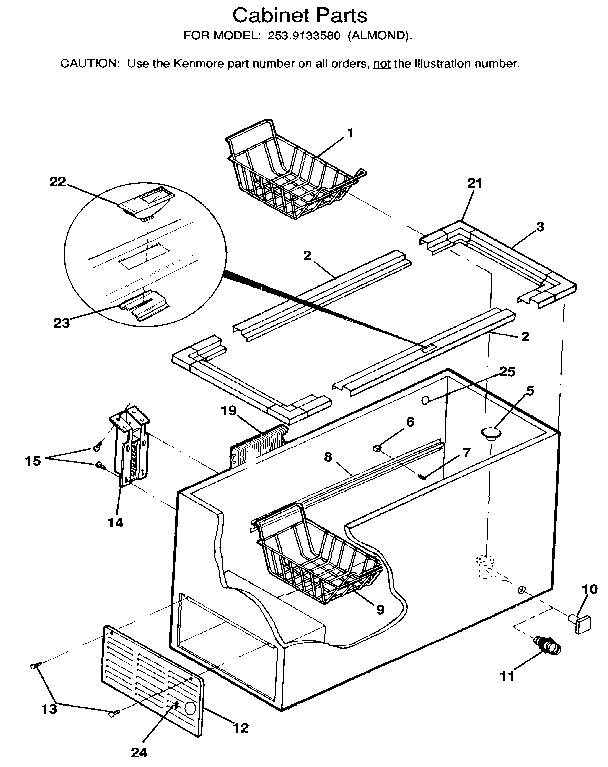 KENMORE CHEST FREEZER Parts Model 2539133580 Sears PartsDirect