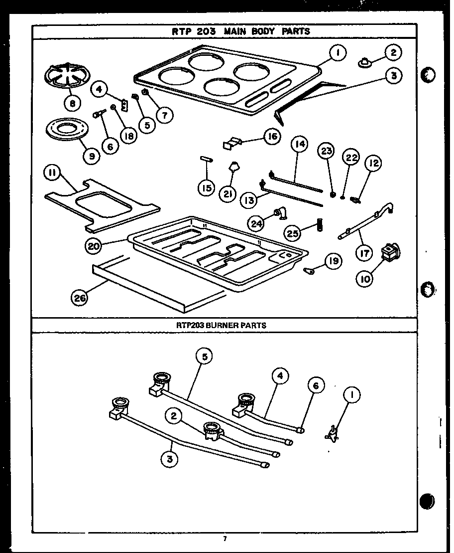 CALORIC Gas cooktop (rtp203) Parts